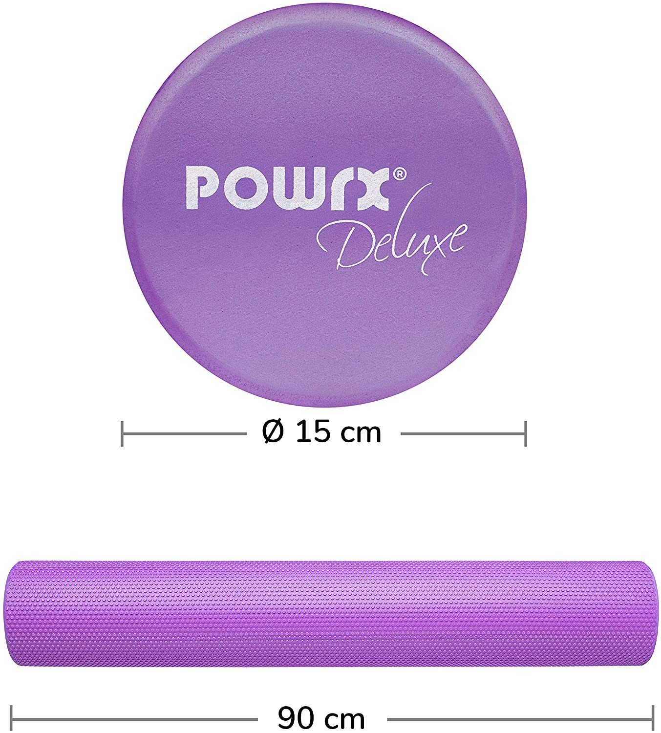 POWRX Pilatesrolle Yoga-Rolle Blau 90x15cm Schaumstoff, Cm 90 X Blau Schaumstoff Faszien-Training, - - 15 Pilates