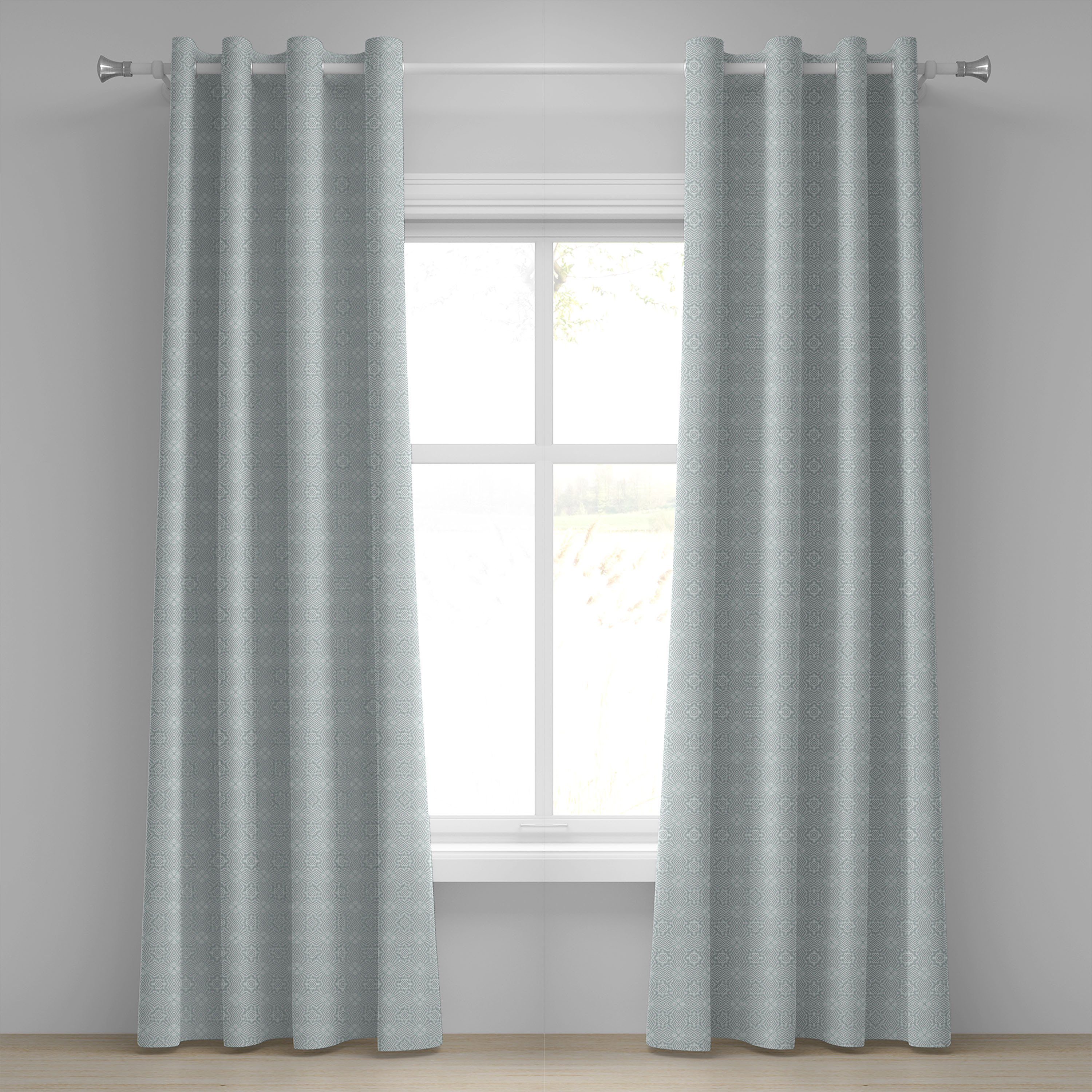 Gardine Dekorative 2-Panel-Fenstervorhänge für Tribal Abakuhaus, Wohnzimmer, Celtic Grau Schlafzimmer Knot Retro