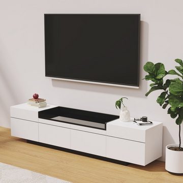 OKWISH TV-Schrank Lowboard (Fernsehtsich, mit verstellbaren Einlegeböden) TV-Schrank, Fernsehtsich, mit 2 Scharniertüren und 1 Schublade