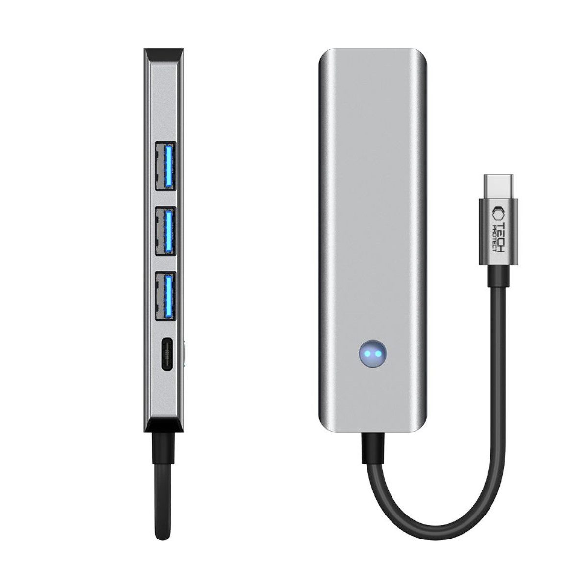 TECH PROTECT HB01 USB-Adapter USB-C zu USB-A 2.0, USB-A 3.0, USB-C (Power Delivery), HDMI, USB-C (Bypass-Ladeport), 5-in-1 USB-C Adapter mit HDMI 4K 60Hz und 100W Power Delivery