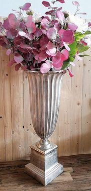 MichaelNoll Dekovase Vase Blumenvase Pokalvase - Dekovase Groß aus Aluminium Metall Silber - Bodenvase für Kunstblumen und Pampasgras - 68 cm oder 75 cm