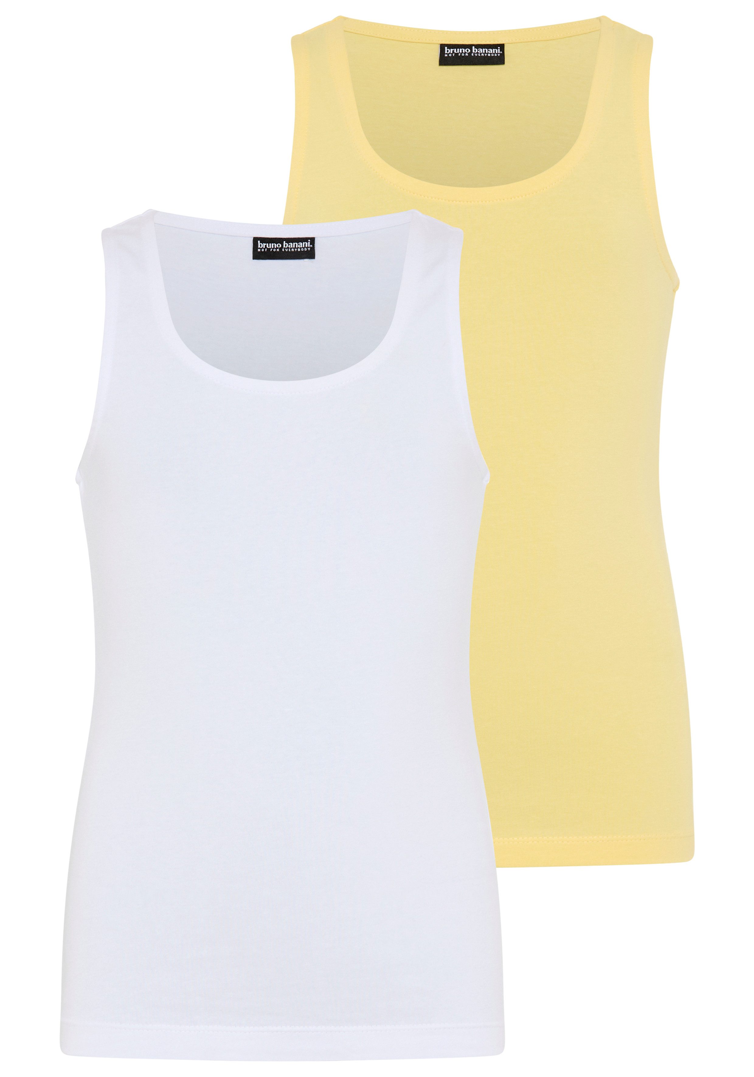 Bruno Banani T-Shirt 2er Pack Tank Tops, modische Basics für Mädchen (Packung, 2-tlg., 2) ohne Ärmel, Basic Passform, unifarben, aus Baumwolle und Elasthan. € 24,99, (€ 12,50 pro 1 Stk).