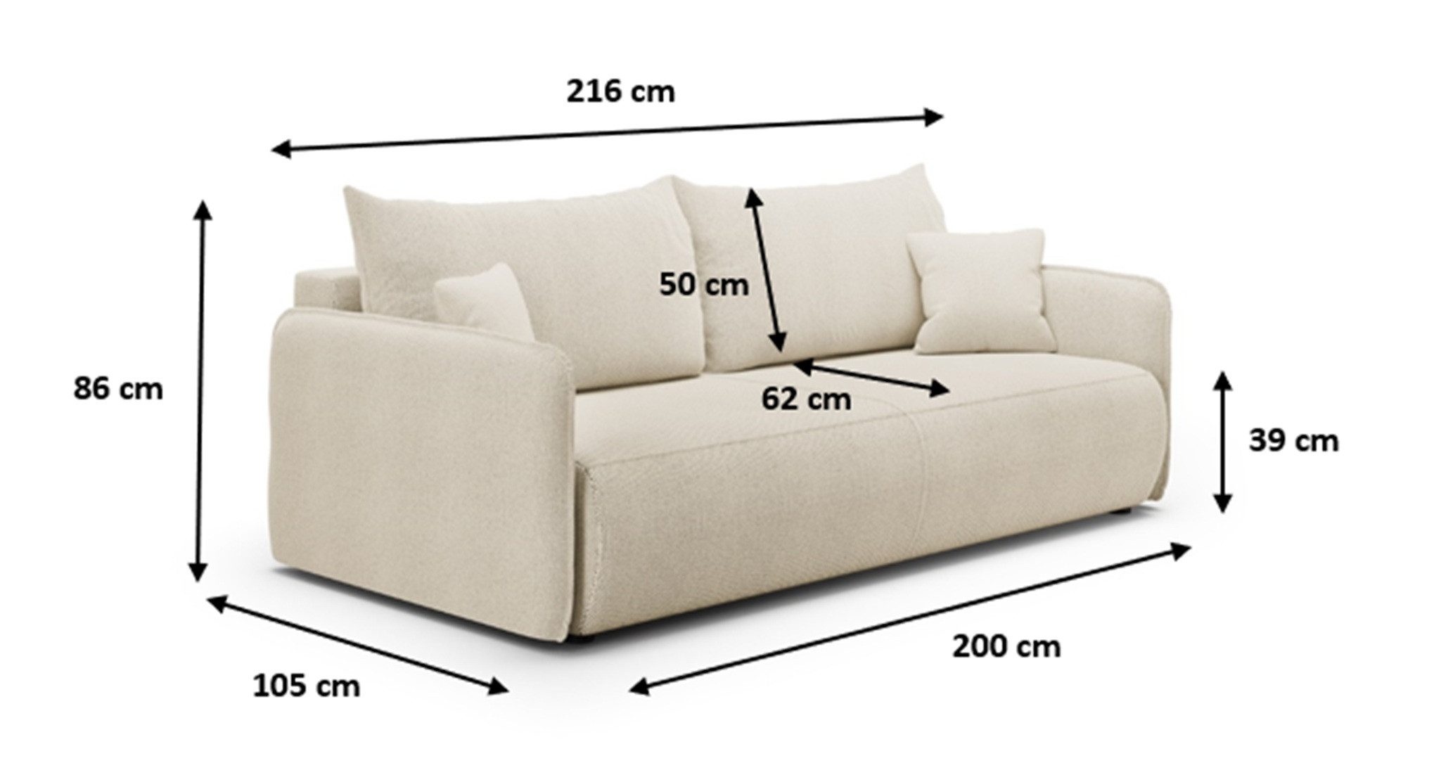 Fun Möbel 2-Sitzer Sofa mit Schlaffunktion FUN REGINA Stoff Curio, inkl. Bettkasten, inkl. 2 Rücken- und 2 Zierkissen