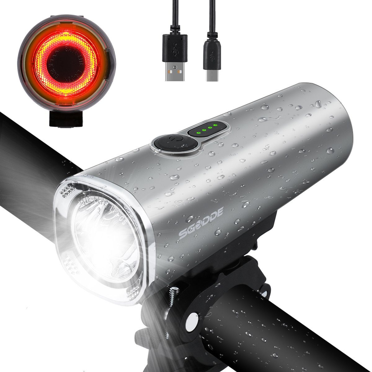 SGODDE Fahrradbeleuchtung, LED Fahrradlichtset mit Rücklicht Frontlicht 70  Lux 2 Modi IPX5 USB-Aufladung online kaufen | OTTO
