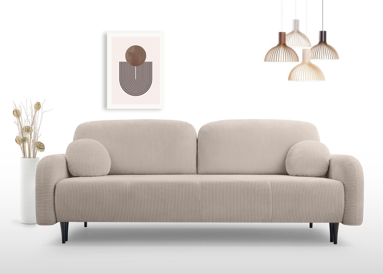 Feldmann-Wohnen 2-Sitzer Cloud, 230cm Farbe wählbar mit Schlaffunktion und Bettkasten beige