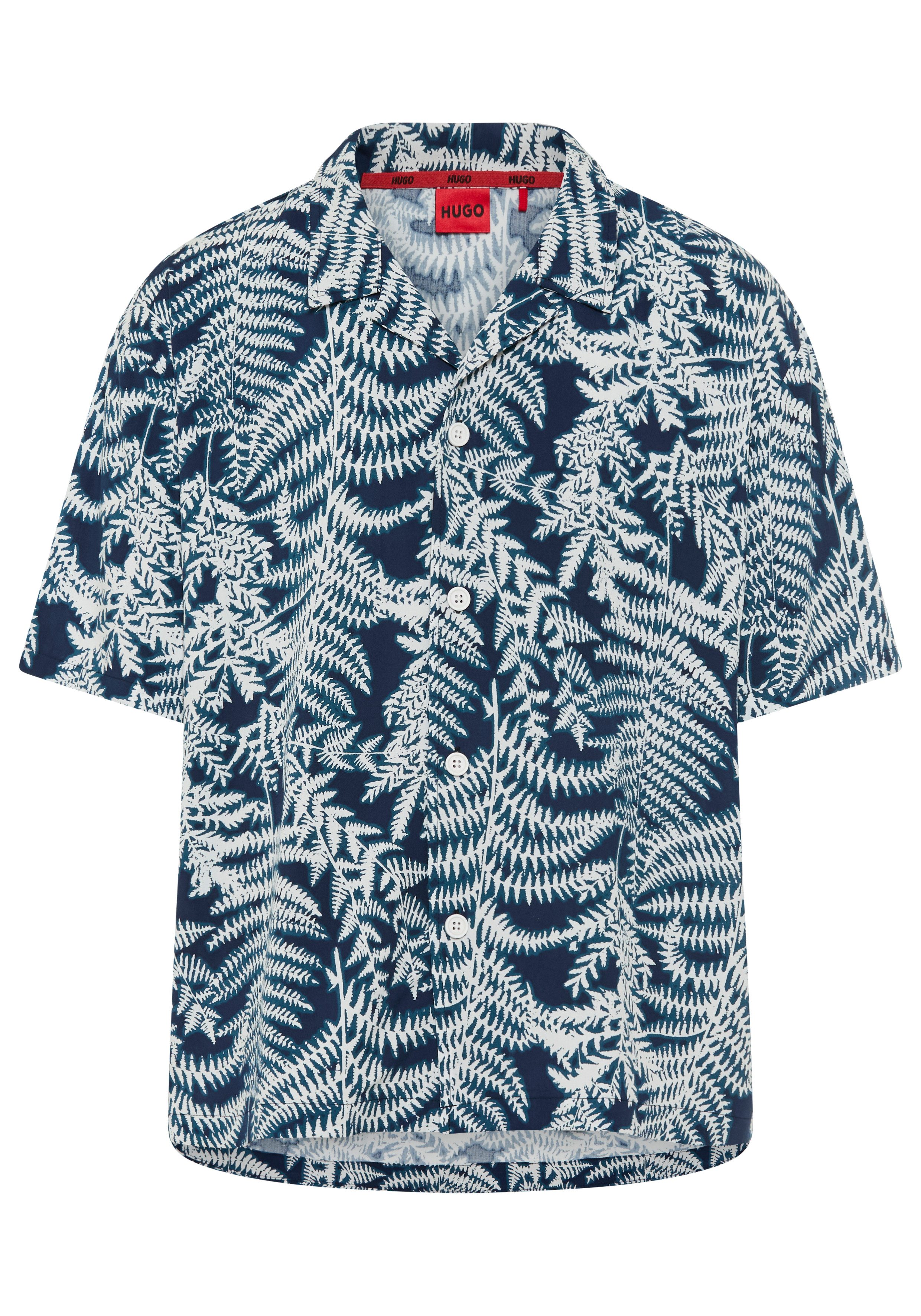 HUGO Kurzarmhemd relaxed fit, gemustert, mit Blumen-Print