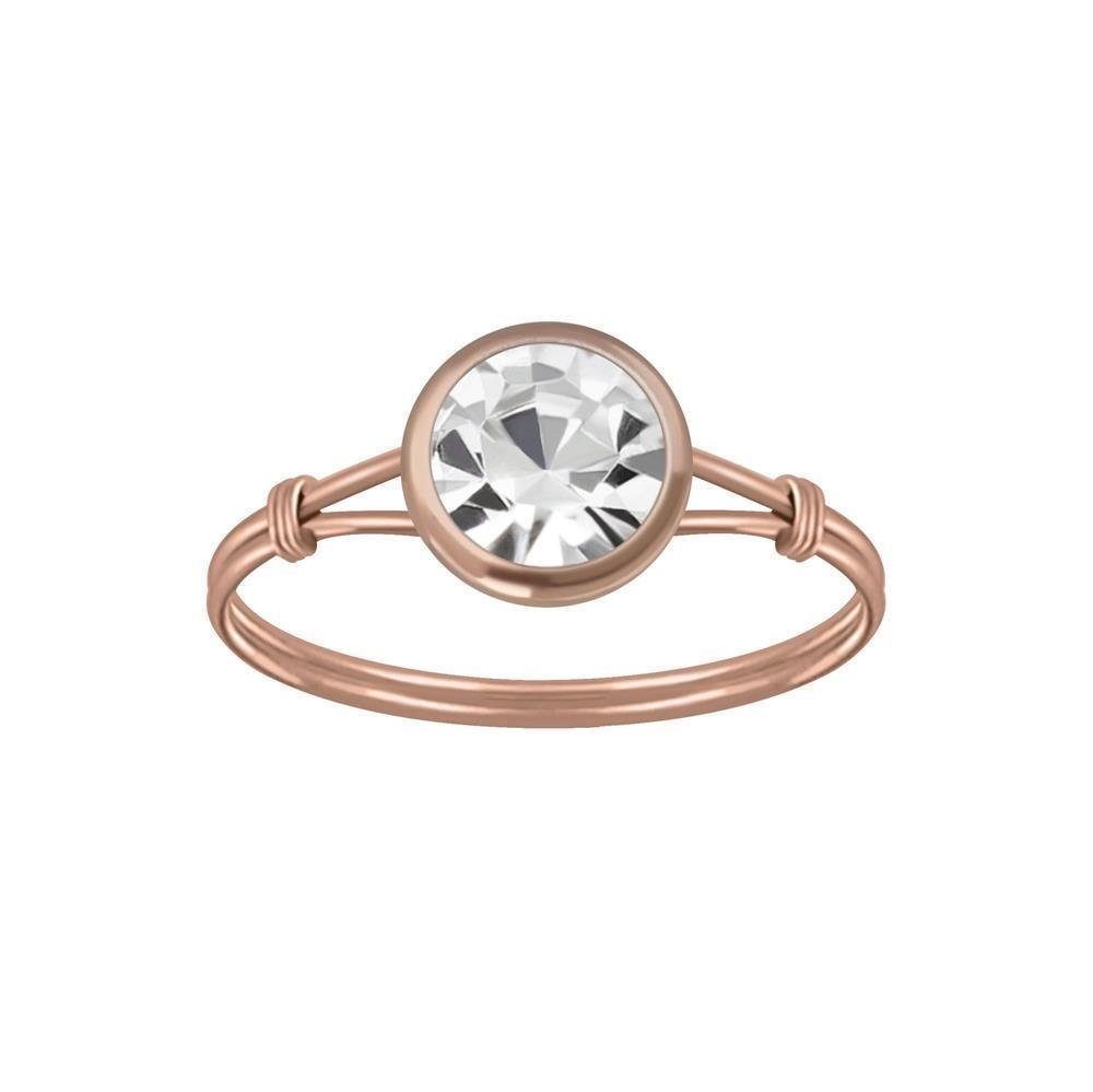 Ring rundem Damen Silber Fingerring Frauen aus Kristall 1-tlg), BUNGSA mit (Ring, Rosegold 925 Mädchen