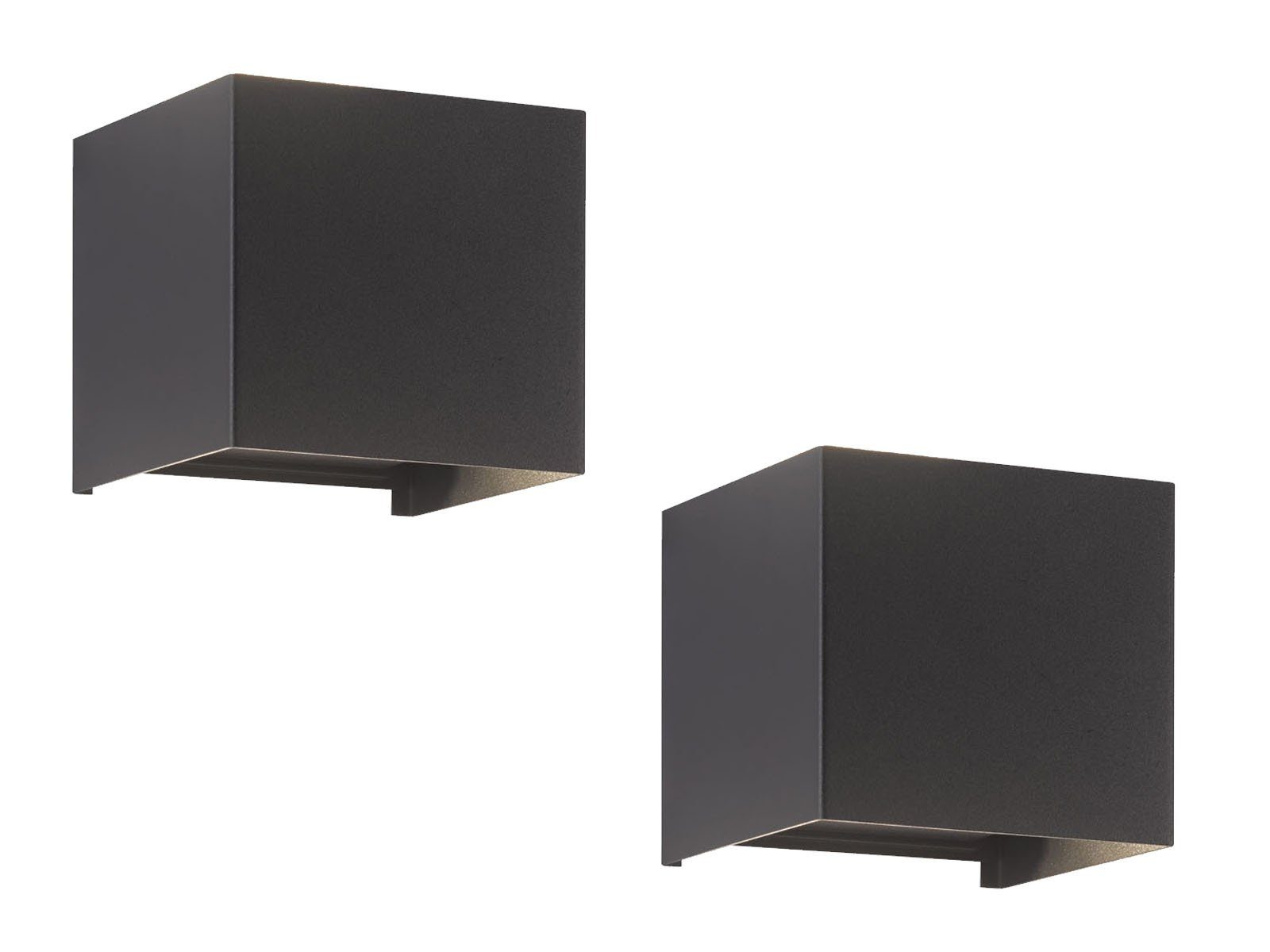 FISCHER & HONSEL LED Außen-Wandleuchte, IP 44, Lichtwinkel einstellbar, LED fest integriert, Warmweiß, 2er SET Außenleuchten & Wand-Beleuchtung Innen Treppen-Haus 10cm klein