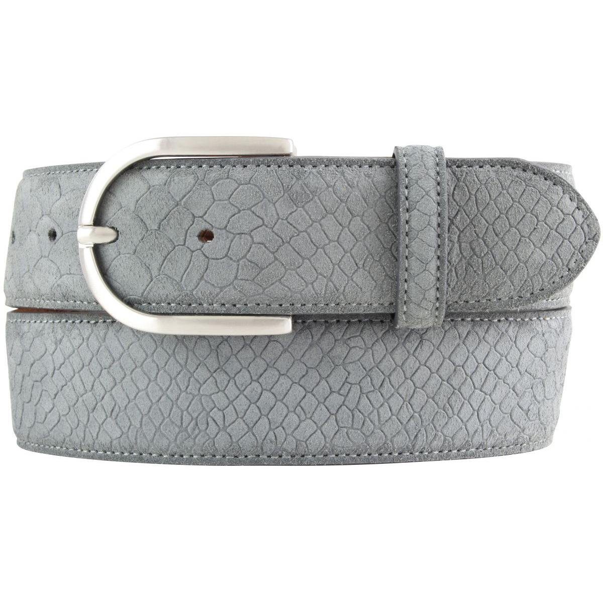 BELTINGER Ledergürtel Damen-Gürtel mit Pythonprägung 4 cm - Leder-Gürtel für Damen 40mm Schl Dunkelgrau, Silber