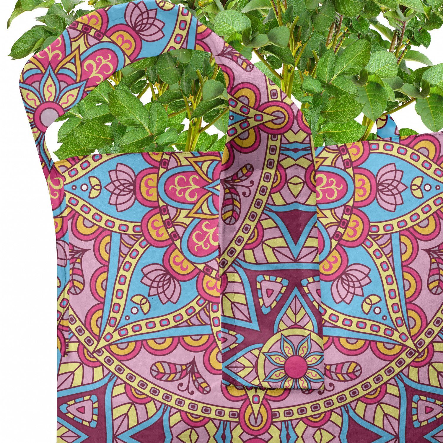 Abakuhaus Pflanzkübel hochleistungsfähig Stofftöpfe mit lila Mandala Pflanzen, für Hippie Griffen
