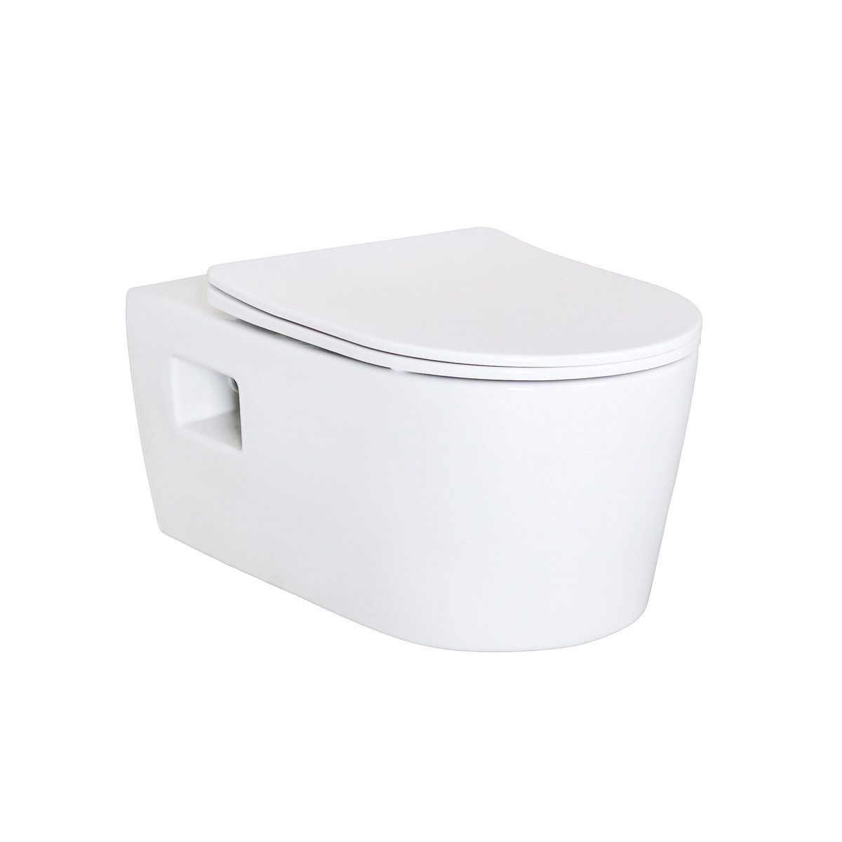 hansgrohe Tiefspül-WC EluPura Original S Wand-WC AquaChannel Flush EcoSmart weiß glänzend, Wandhängend, Abgang Waagerecht, Ohne oder mit Belvit WC-Sitz