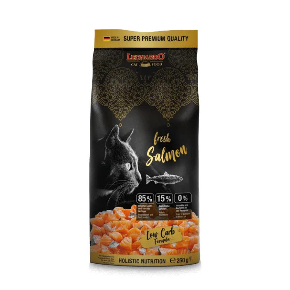 Leonardo Catfood Fresh Salmon & Poultry - getreidefreies Trockenfutter mit 85% Fleisch, Trockenfutter für: Katzen