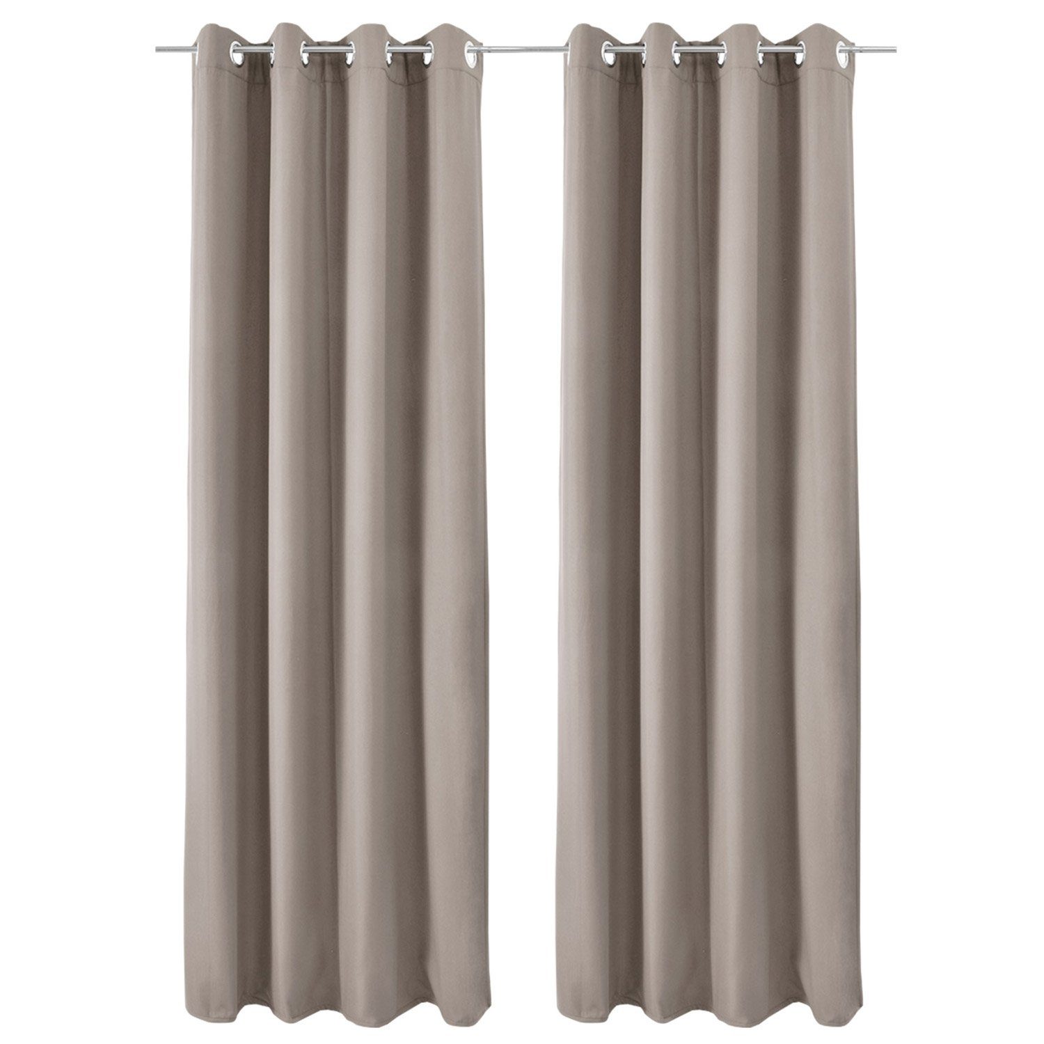 Beautissu Vorhang 2er Set Thermovorhang Gardine Sand Amelie TO, 140x245cm, Ösenvorhang isolierend Kälte- & Hitzeschutz Vorhang Wohnzimmer