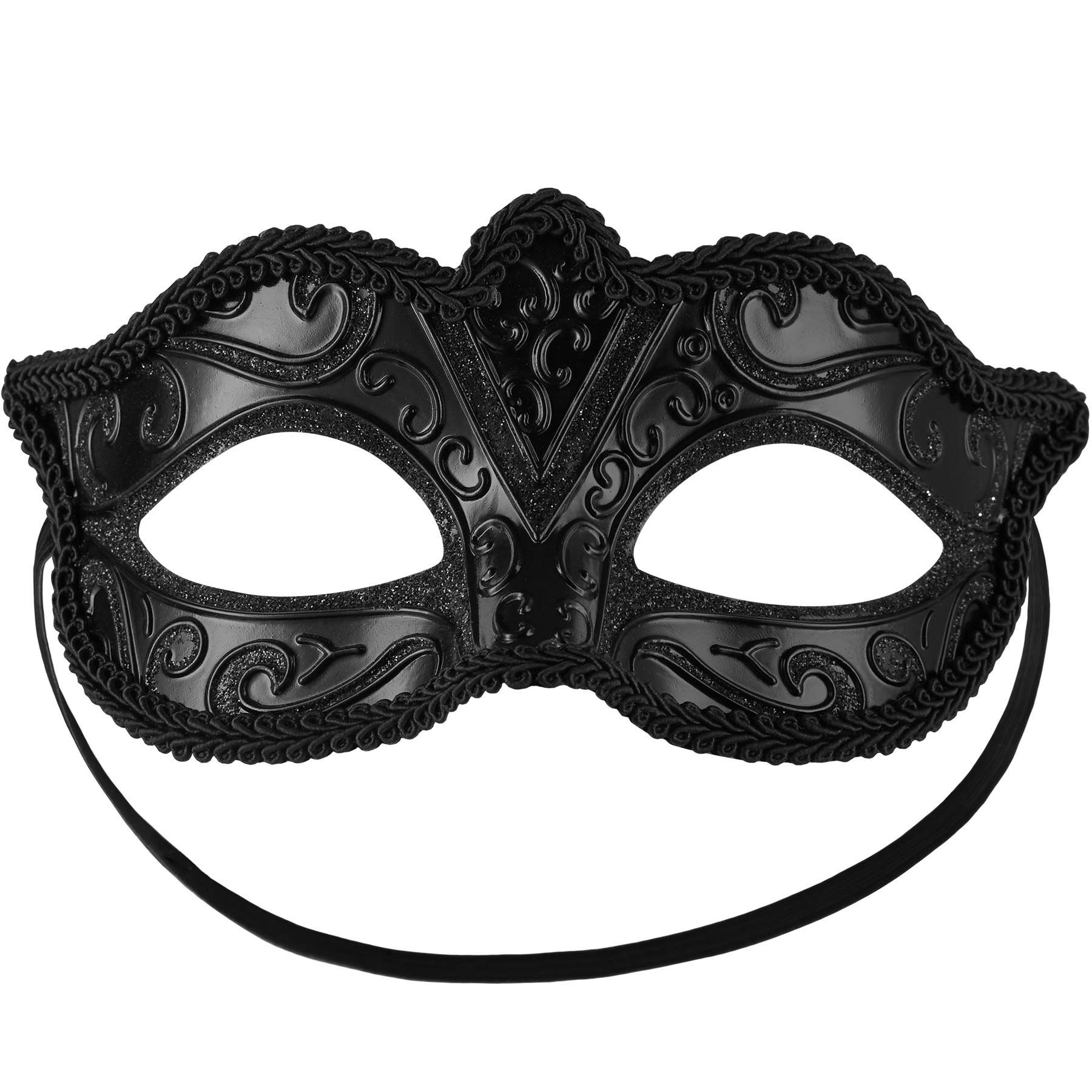 dressforfun Kostüm Faschingskleidung/Maskeradenverkleidung, in schwarz, ca. 18 x 11 cm, Halbmaske, Einheitsgröße, feine Muster, Zierborte, Gewicht ca. 25 g