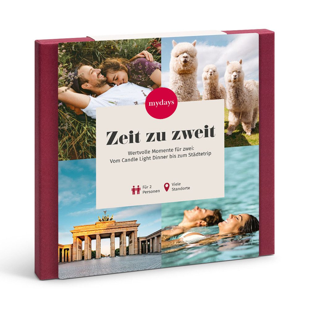 mydays Erlebnisgutschein Geschenkbox Zeit zu zweit, Unvergessliche Erlebnisse fuer zwei. Seite an Seite durch jedes Abent…