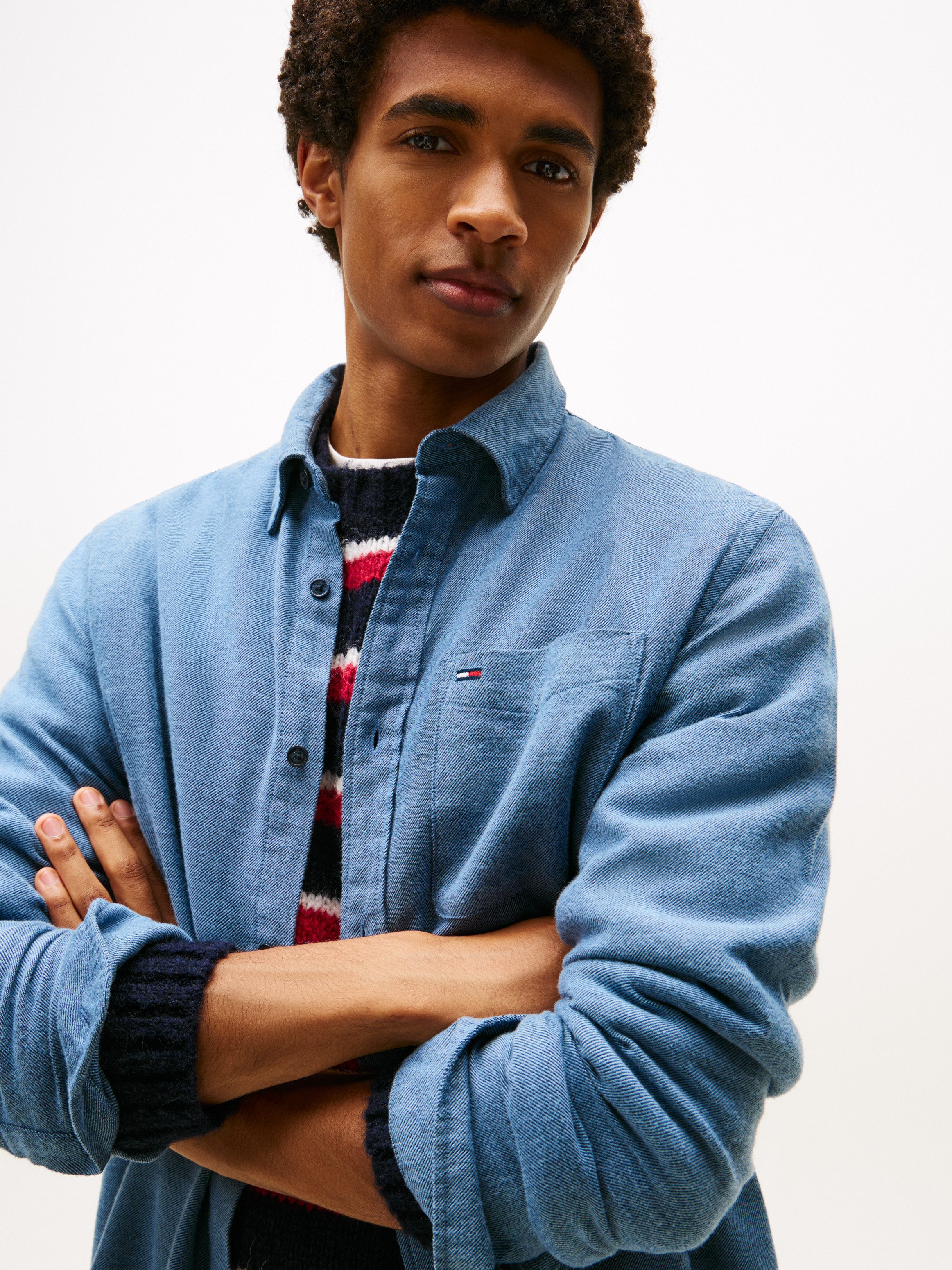 Tommy Jeans Flanellhemd TJM FLANNEL regular fit, Langarmhemd, halbgespreizt günstig online kaufen