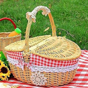 Truyuety Picknickkorb Picknickkorb mit Deckel Weidenkorb aus Rattan-Korb geflochtenem (1 St)
