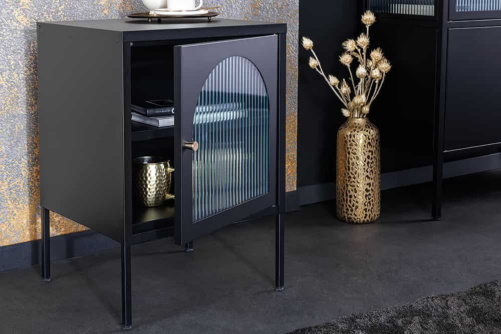 riess-ambiente Nachttisch PARIS 60cm schwarz / transparent - Metall, Riffel günstig online kaufen