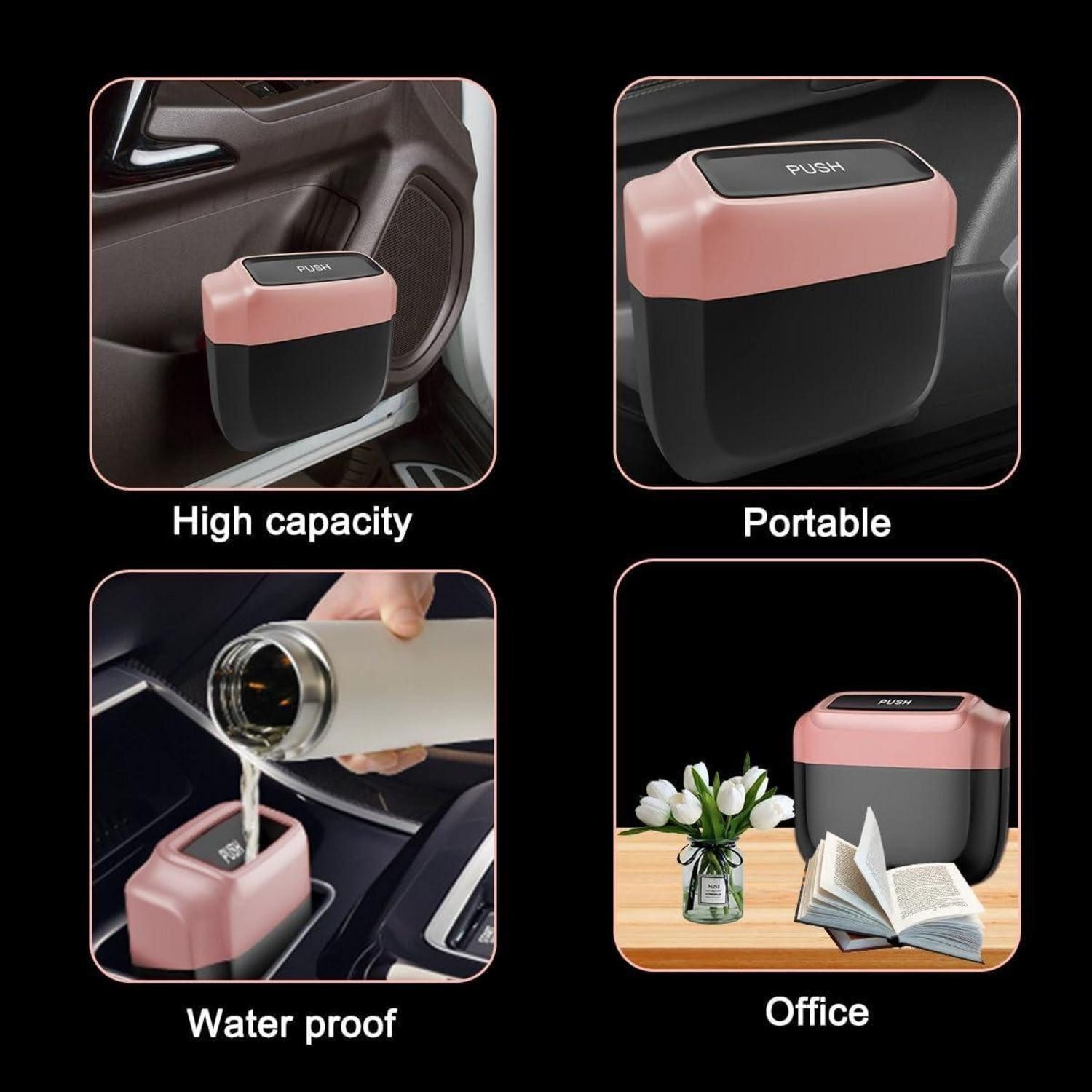 LuxusKollektion Mülleimer Mülleimer Auto Mini Deckel Plastik Büro Rosa