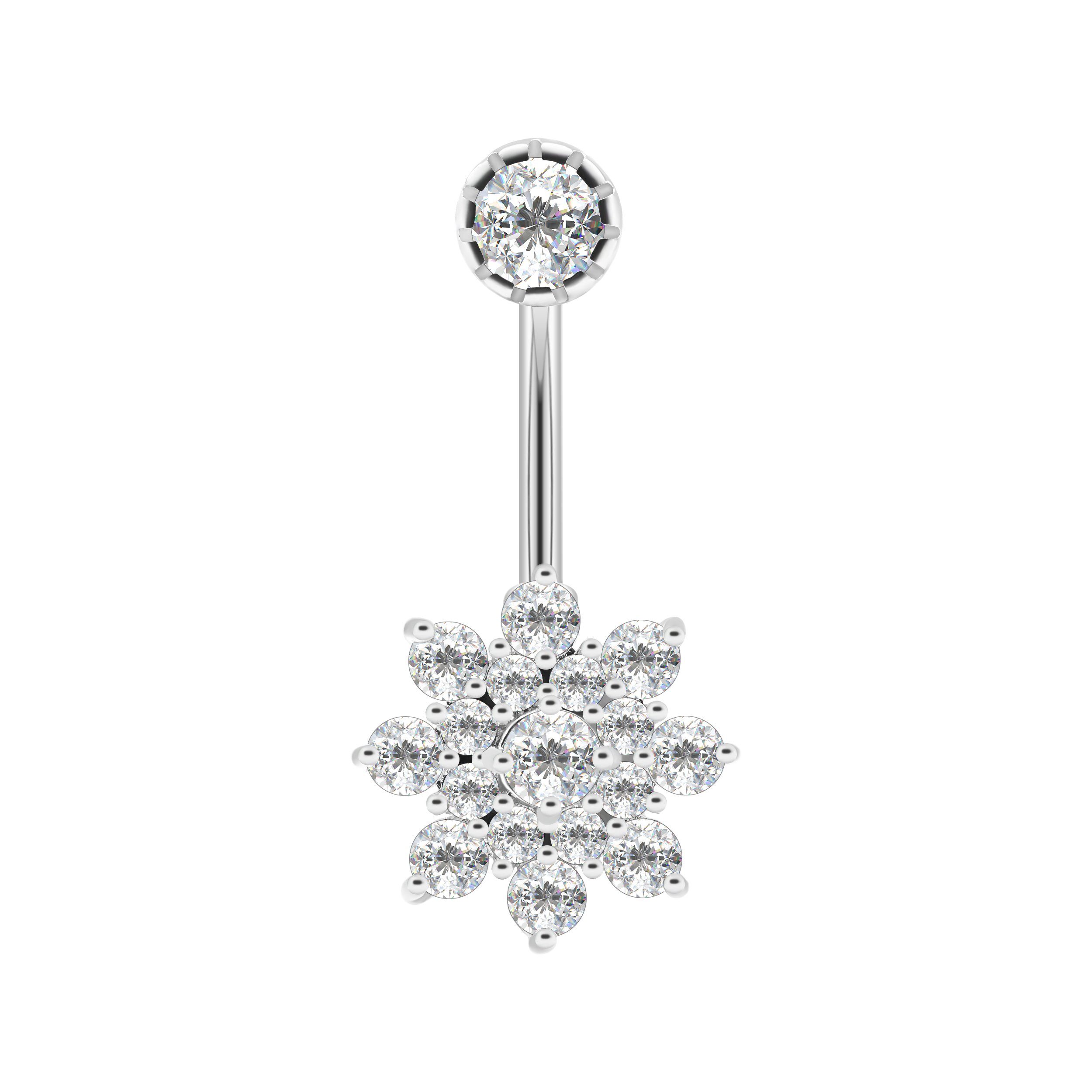 Karisma Bauchnabelpiercing Edelstahl 316L Nabel Stecker 6/15mm Blume Zirkonia HB422