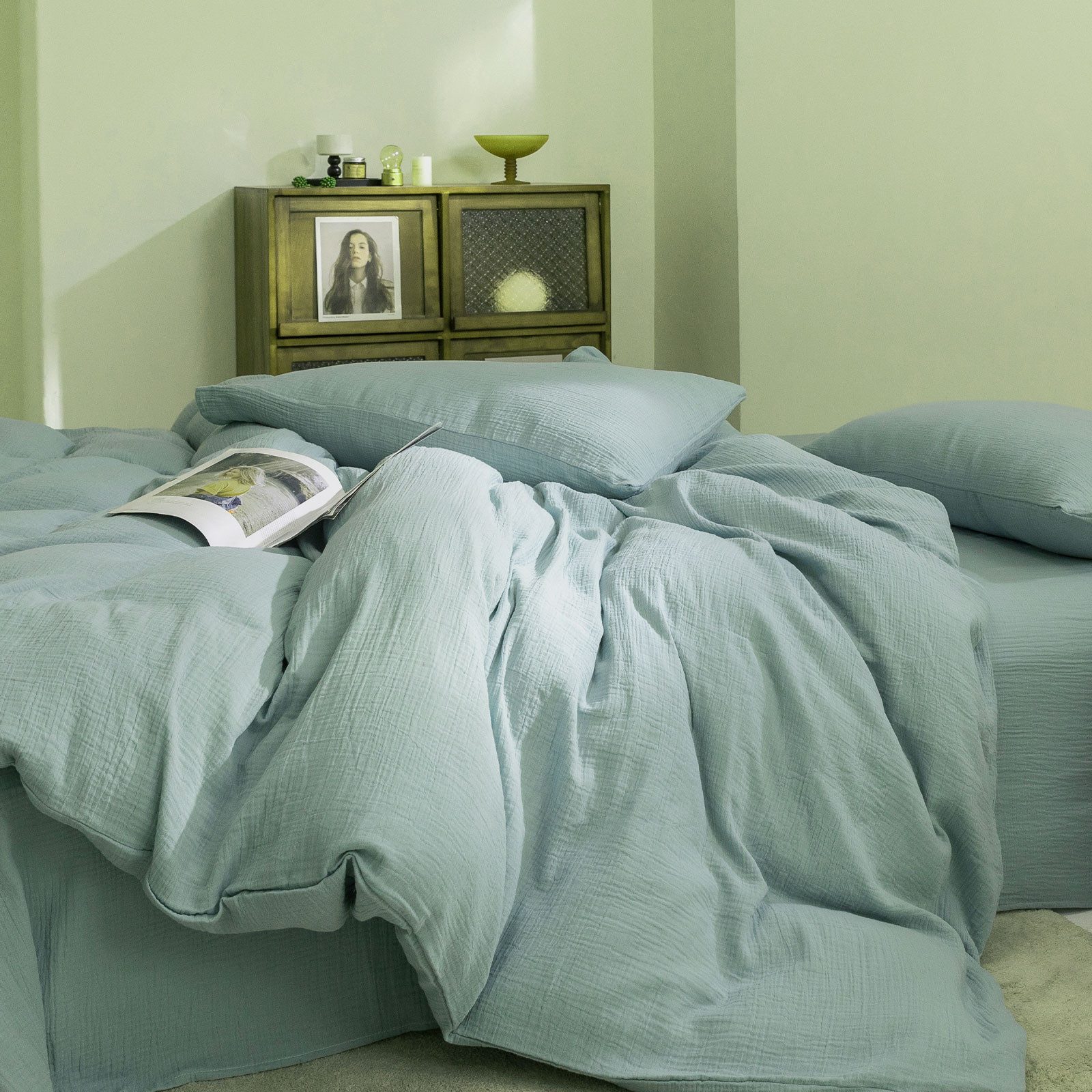 KEAYOO Bettwäsche SBD Double Gauze Muslin, Baumwolle, 2 teilig, Double Gauze 100% Baumwolle Bügelfrei weiche Bettwäsche