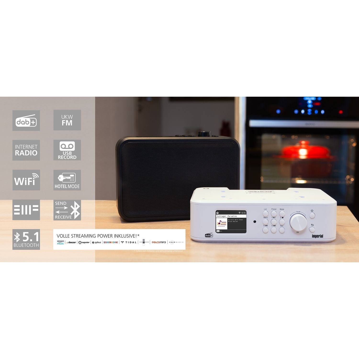 Streaming und by W, i460 (DAB+/UKW Bluetooth IMPERIAL EWF 10 TELESTAR Digitalradio DAB) & schwarz via DABMAN und Internetradio, Radiotext DAB+/UKW Internetradio Journaline (DAB) Notfallwarnsystem