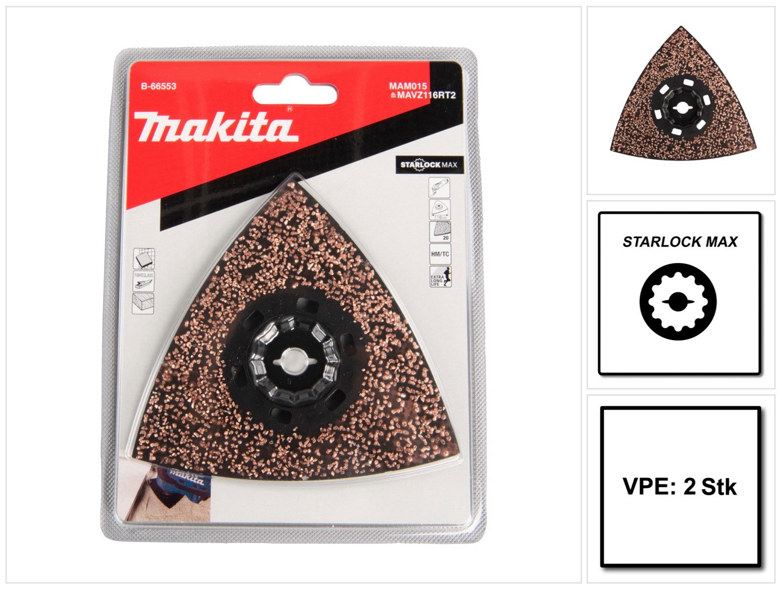 Makita Schleifaufsatz MAM015 HM Deltaplatte 116 mm K20 Starlock Max 2 Stk. (2x B-66553)