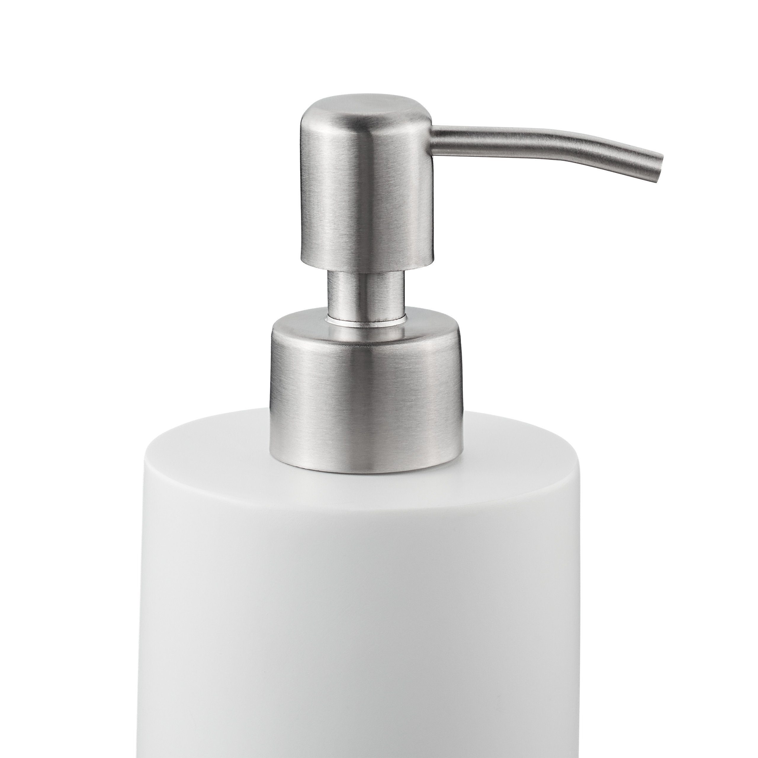 relaxdays Seifenspender 2x Runder Seifenspender Kunststein, weiß