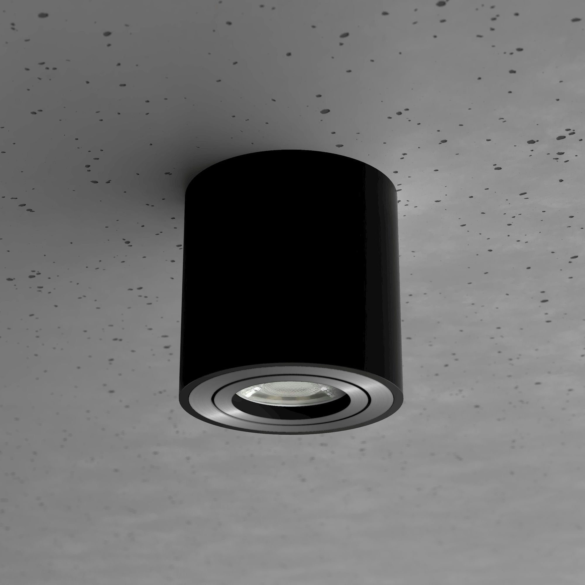 LED inklusive, Aufbauleuchte in schwarz GU10, gebuerstet mit Leuchtmittel Aufbaustrahler CORI LED Spot inklusive linovum Leuchtmittel schwenkbar