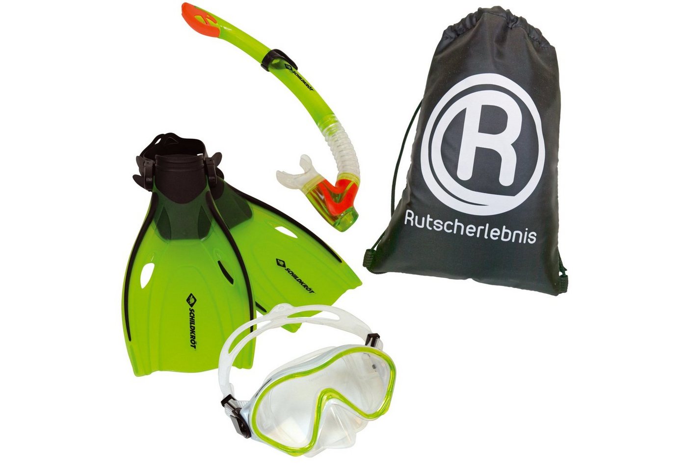 Rutscherlebnis Schnorchel Schildkröt Bermuda Schnorchelset L/XL (33-38 EU) und Kühlbeutel