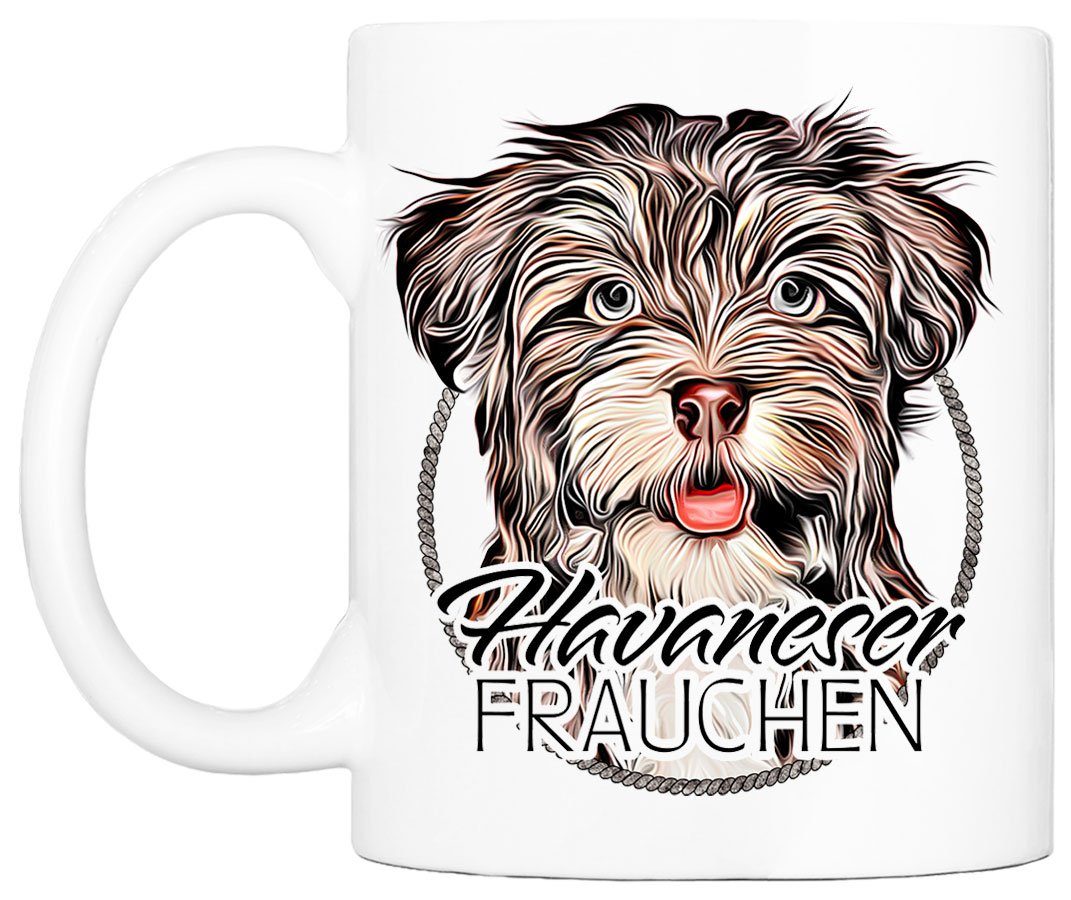 Tasse handgefertigt, für Hundefreunde, beidseitig HAVANESER Cadouri - ml Hunderasse, Keramik, Geschenk, 330 bedruckt, mit Kaffeetasse FRAUCHEN