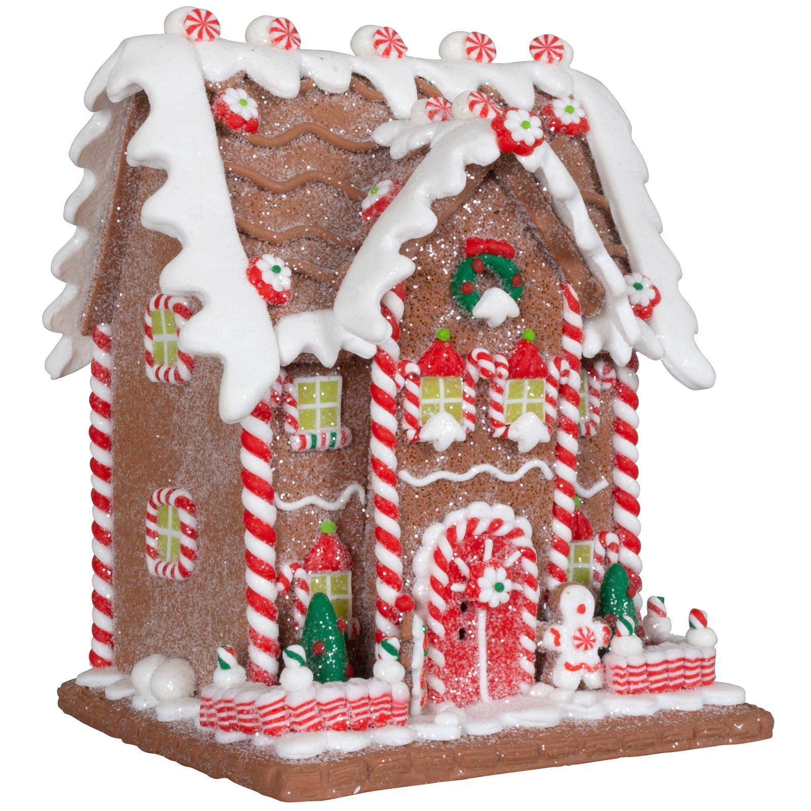 Lebkuchenhaus Weihnachtshaus Paradise Glitzer Tischdekoration, Deko 13cm, Christmas braun