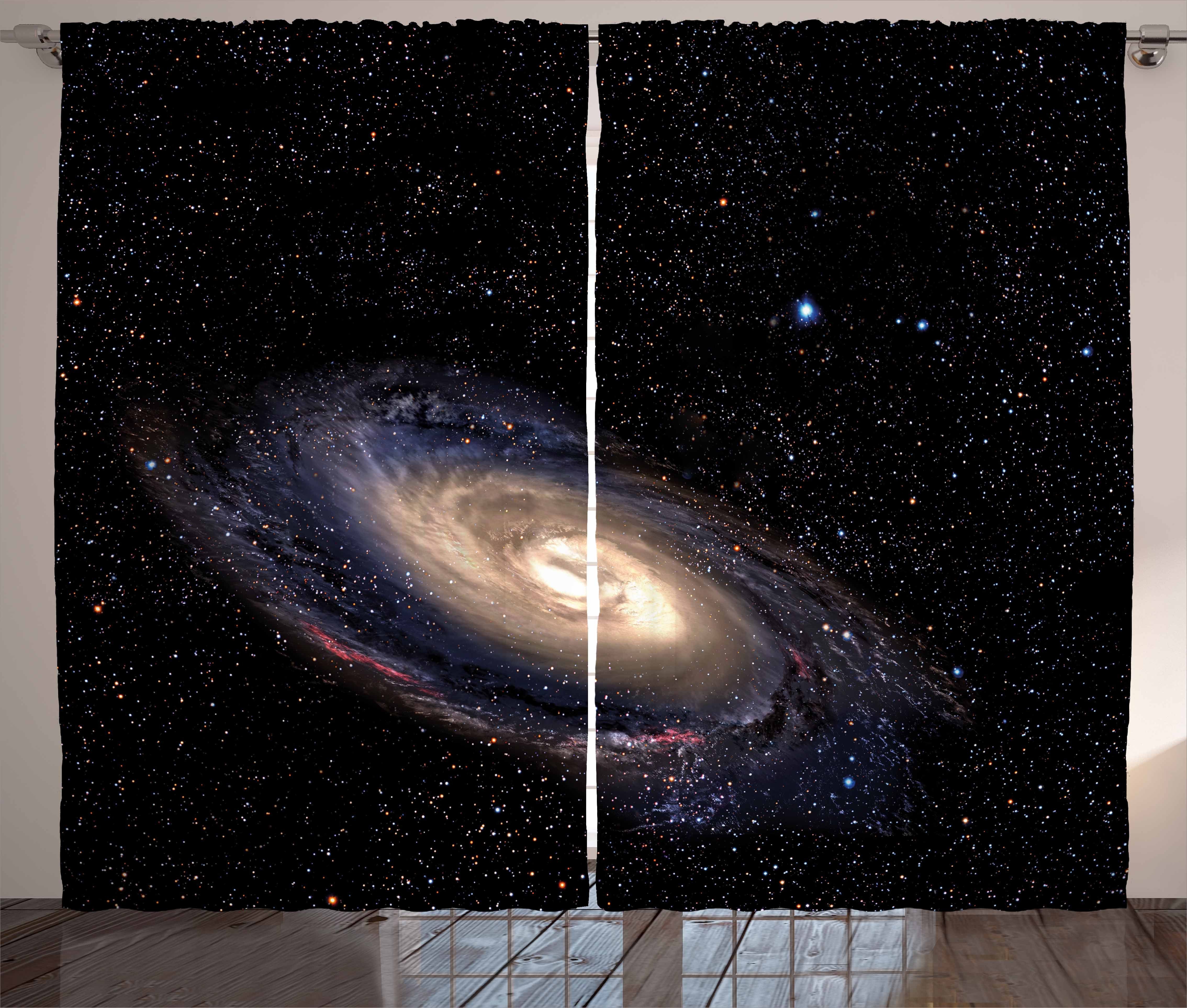 Gardine Schlafzimmer Kräuselband Vorhang mit Schlaufen und Haken, Abakuhaus, Galaxis Spiral Raum-Universum