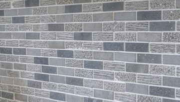 Mosani Mosaikfliesen Mosaik Marmor Naturstein grau cementgrau anthrazit Brick Carving Küche