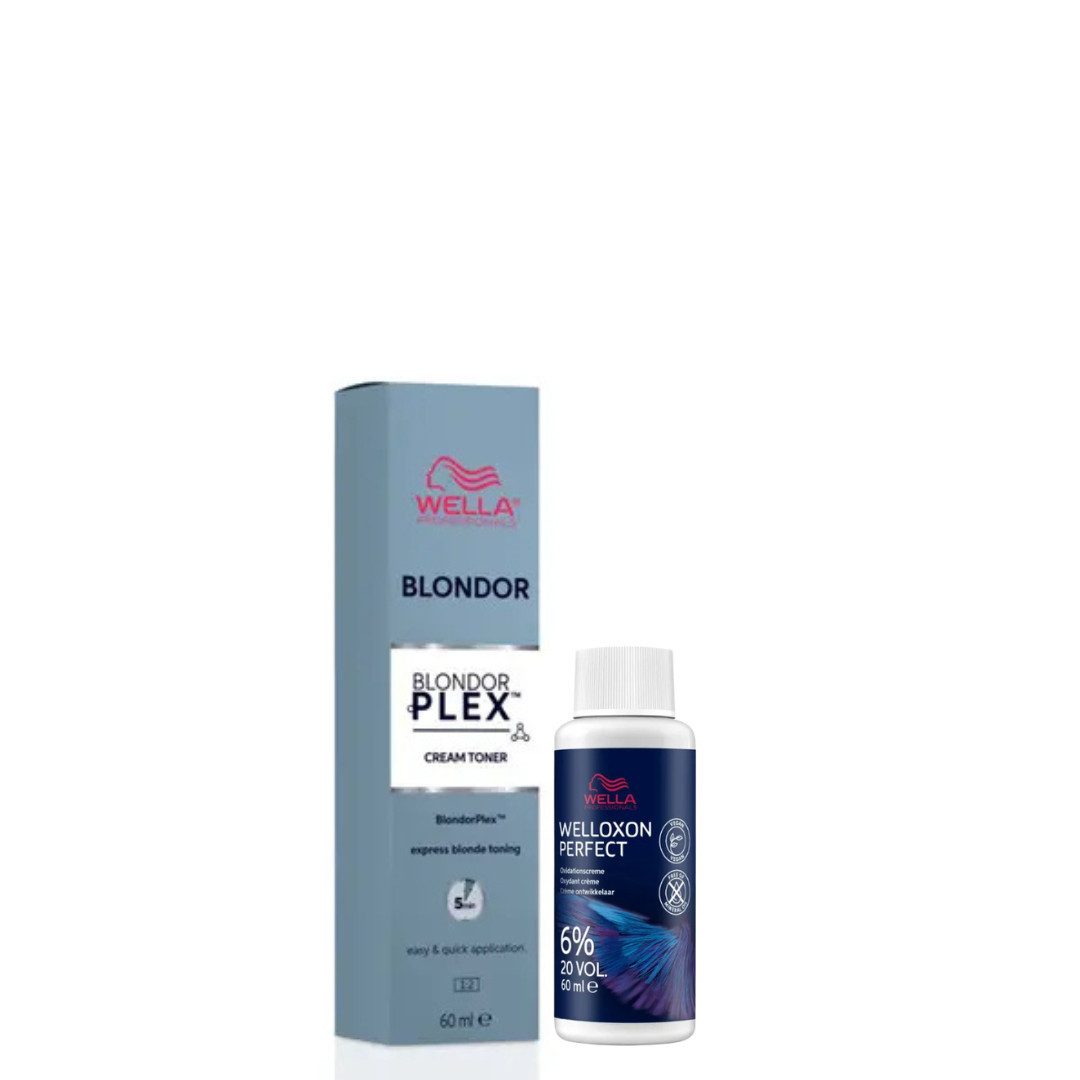 Wella Professionals Blondierpulver Blondor Plex Set - Cream Toner 60 ml + Welloxon Perfect 6% 60 ml