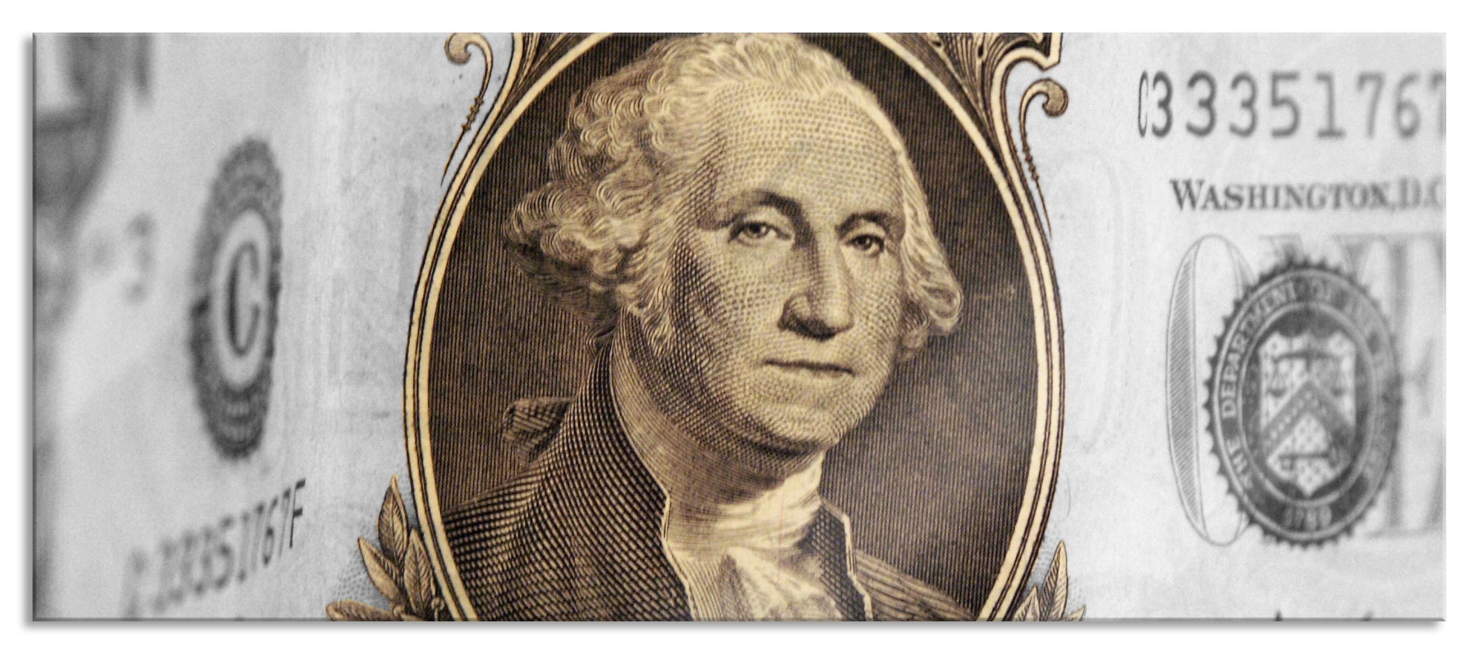 Pixxprint Glasbild Washington Dollarschein, Washington Dollarschein (1 St), Glasbild aus Echtglas, inkl. Aufhängungen und Abstandshalter