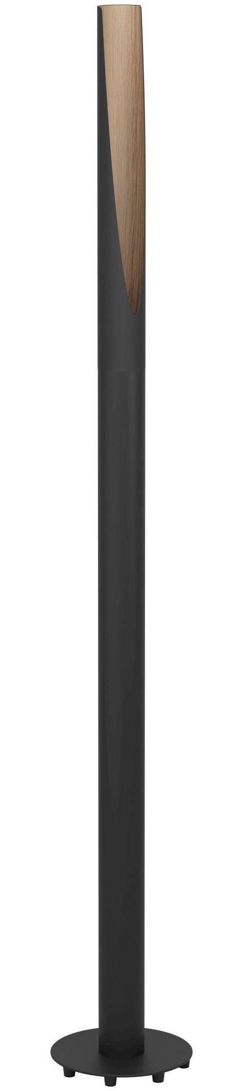 EGLO Stehlampe Barbotto Stehlampe, Stahl und Holz, Wohnzimmerlampe, Standleuchte, Ein-/Ausschalter, LED fest integriert, Stehleuchte - H136,5 x Ø6 cm - schwarz, braun - 1X4,5W inkl.