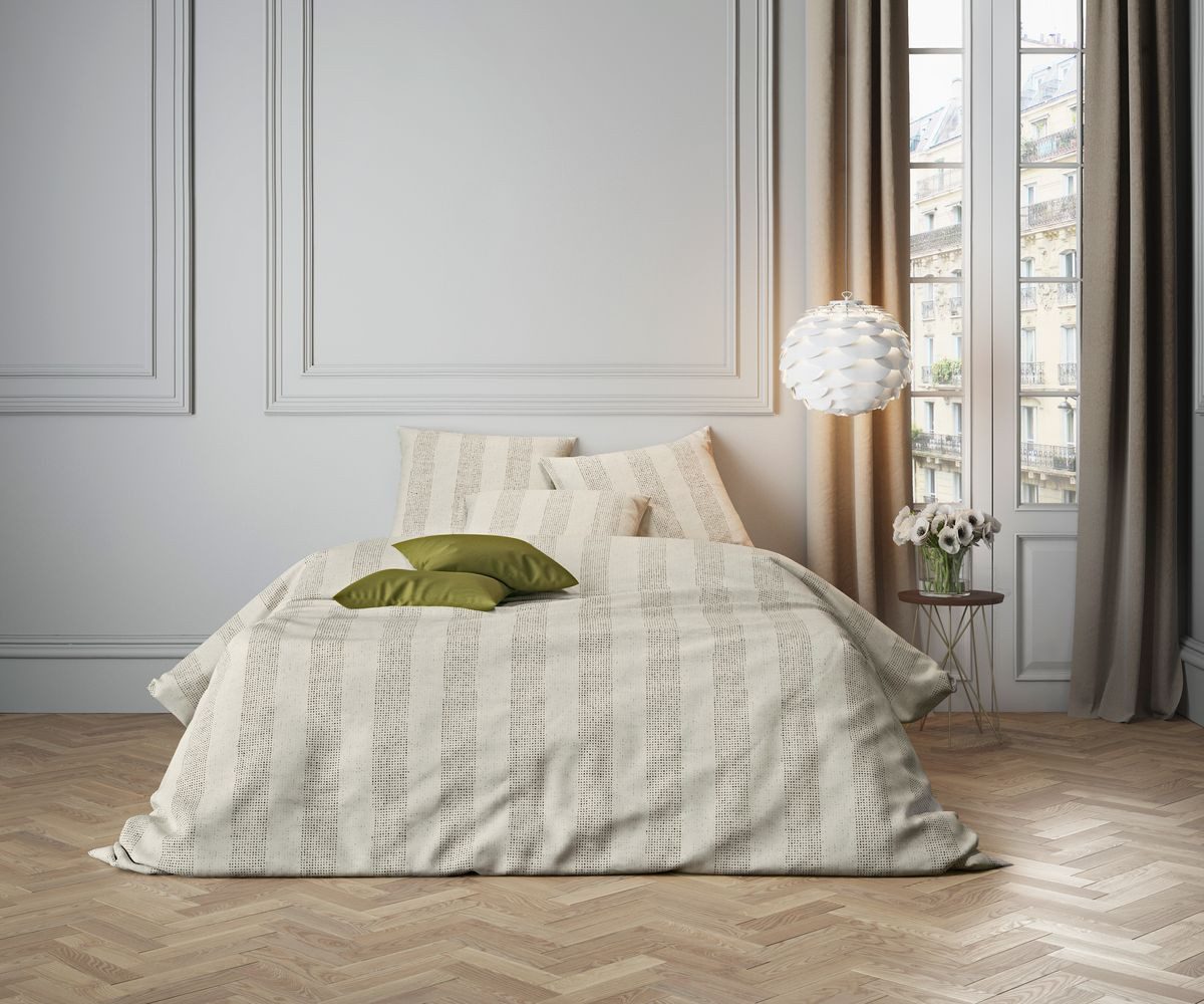 JACK Bettwäsche 135x200cm Flanell Biber Streifen Taupe Braun Mistral, Biber günstig online kaufen