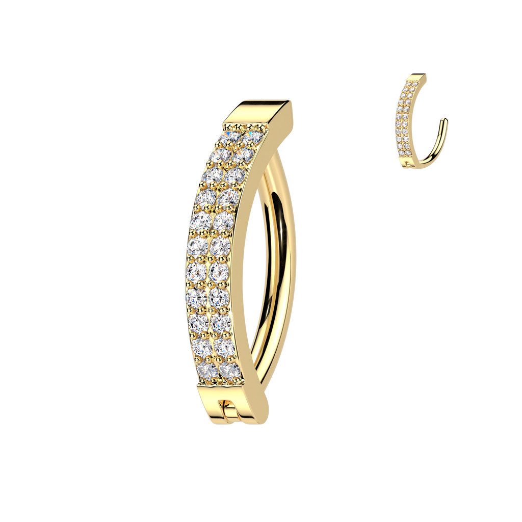 Bauchnabelpiercing Bauchpiercing Banane Clicker Scharnier Top Down Doppel Kristall Reihe