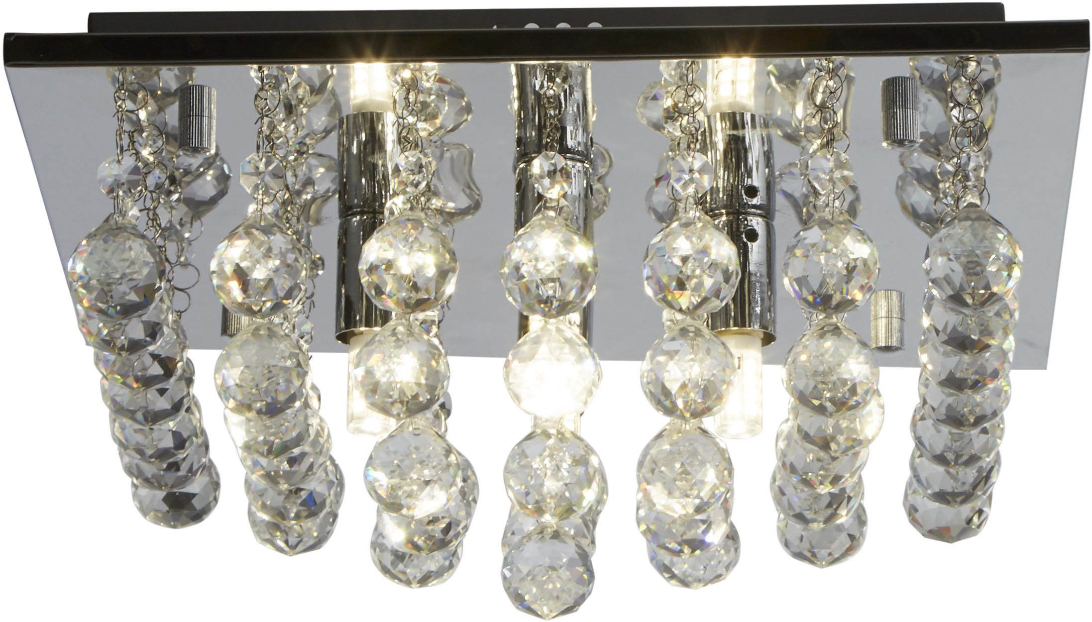 Searchlight Deckenleuchte Hanna Einbaudeckenlicht - Chrom & klares Kristall, ohne Leuchtmittel