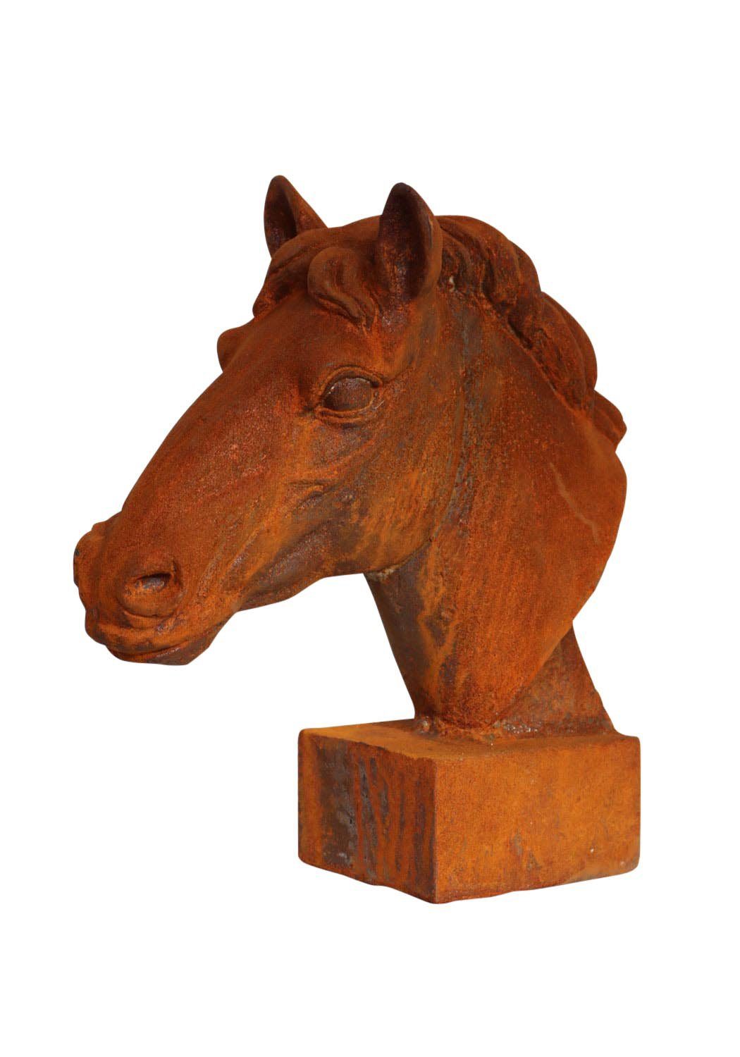 Aubaho Gartenfigur Skulptur Pferdekopf Eisen Statue horse Pferd sculpture Figur Büst iron