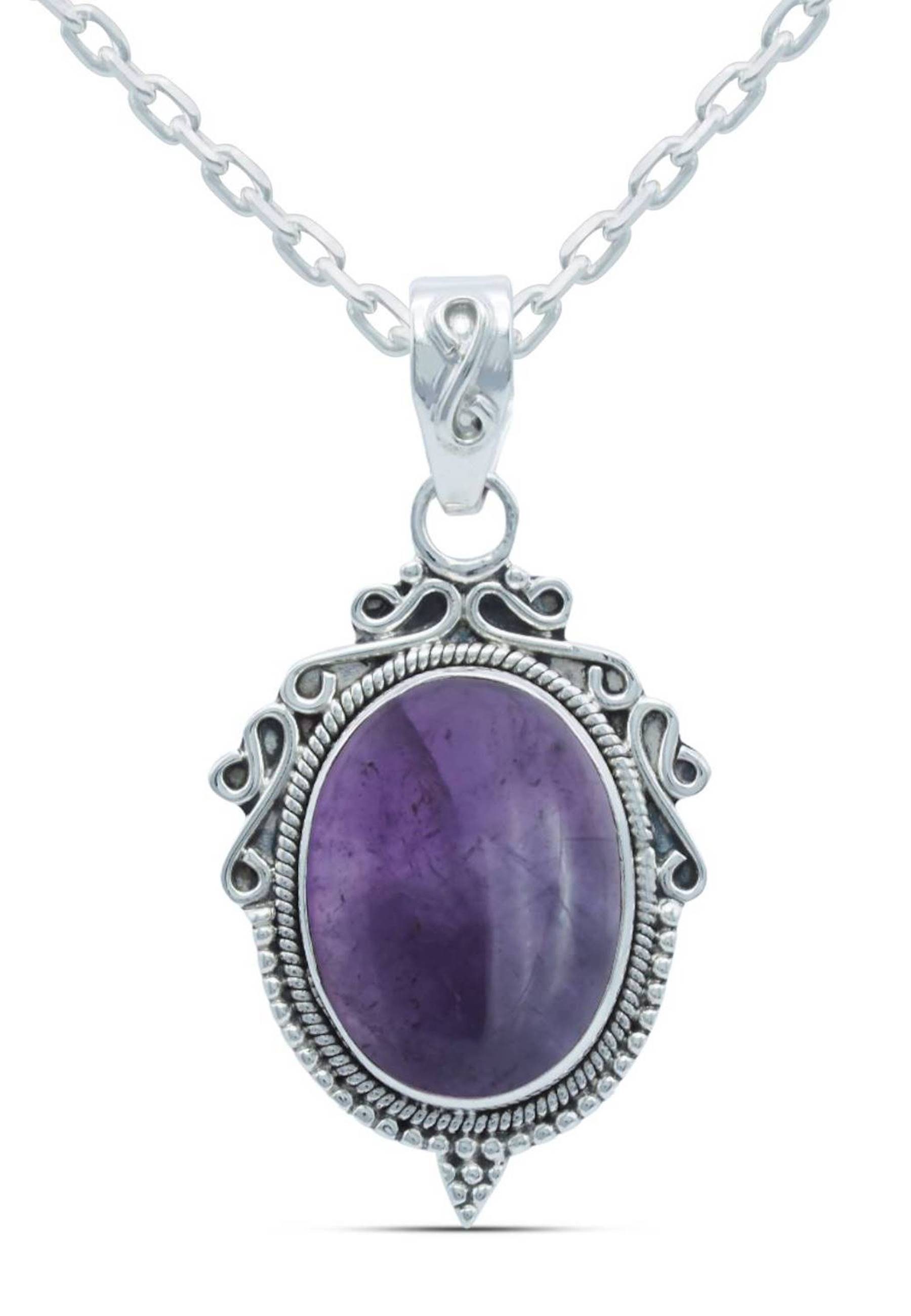 mantraroma Kette mit Anhänger 925er SilbermitAmethyst