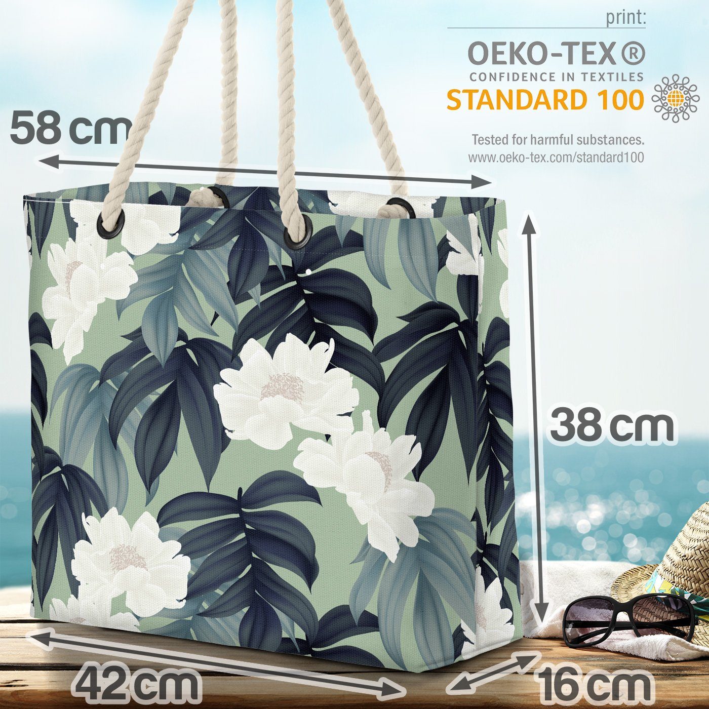Blumenmuster China Pfingstrose asiatisch Beach Frühling exotisch Asien (1-tlg), Strandtasche VOID Bag