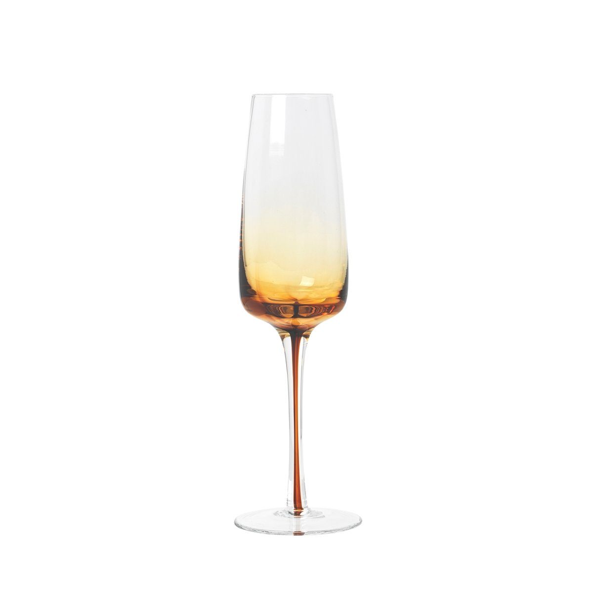 Broste Copenhagen Champagnerglas AMBER Champagnerglas caramel 0,2 l, Mundgeblasenes Glas, Amber Champagnerglas