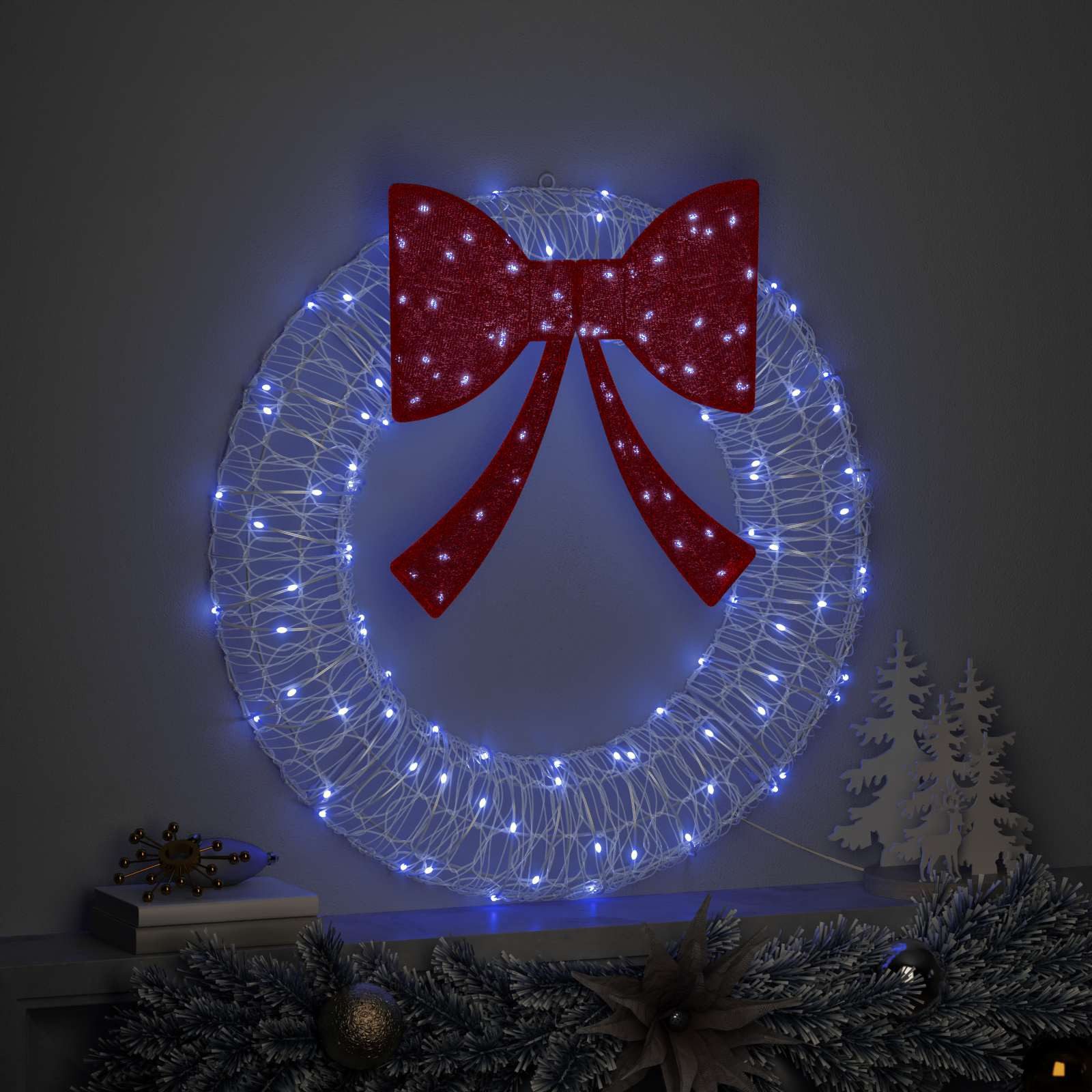 vidaXL Christbaumschmuck Kranz mit 60 LEDs Blau 76 x 8,5 x 76 cm Acryl (1-t günstig online kaufen