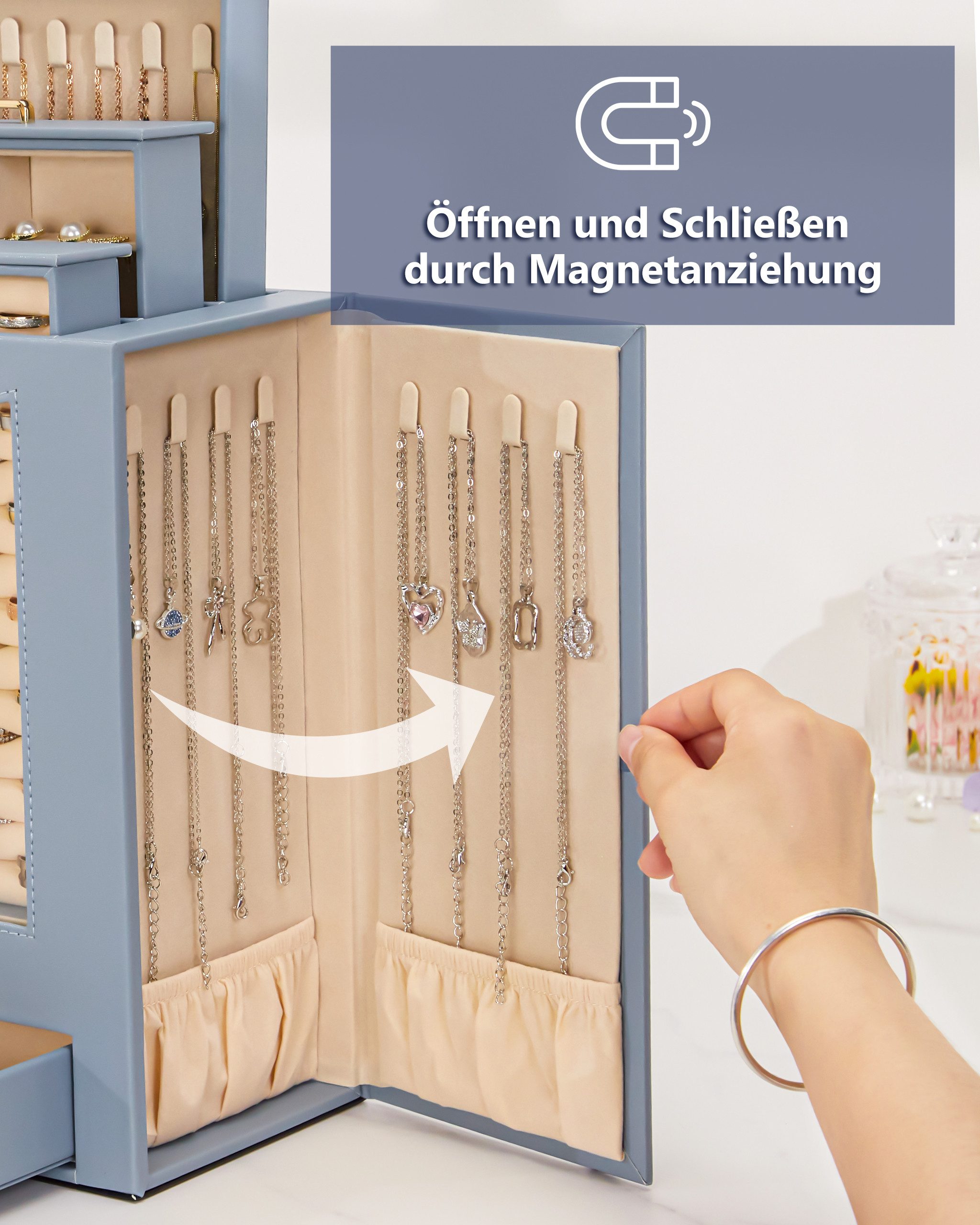 Yorbay Schmuckkasten mit transparentem Fenster, Haken günstig online kaufen