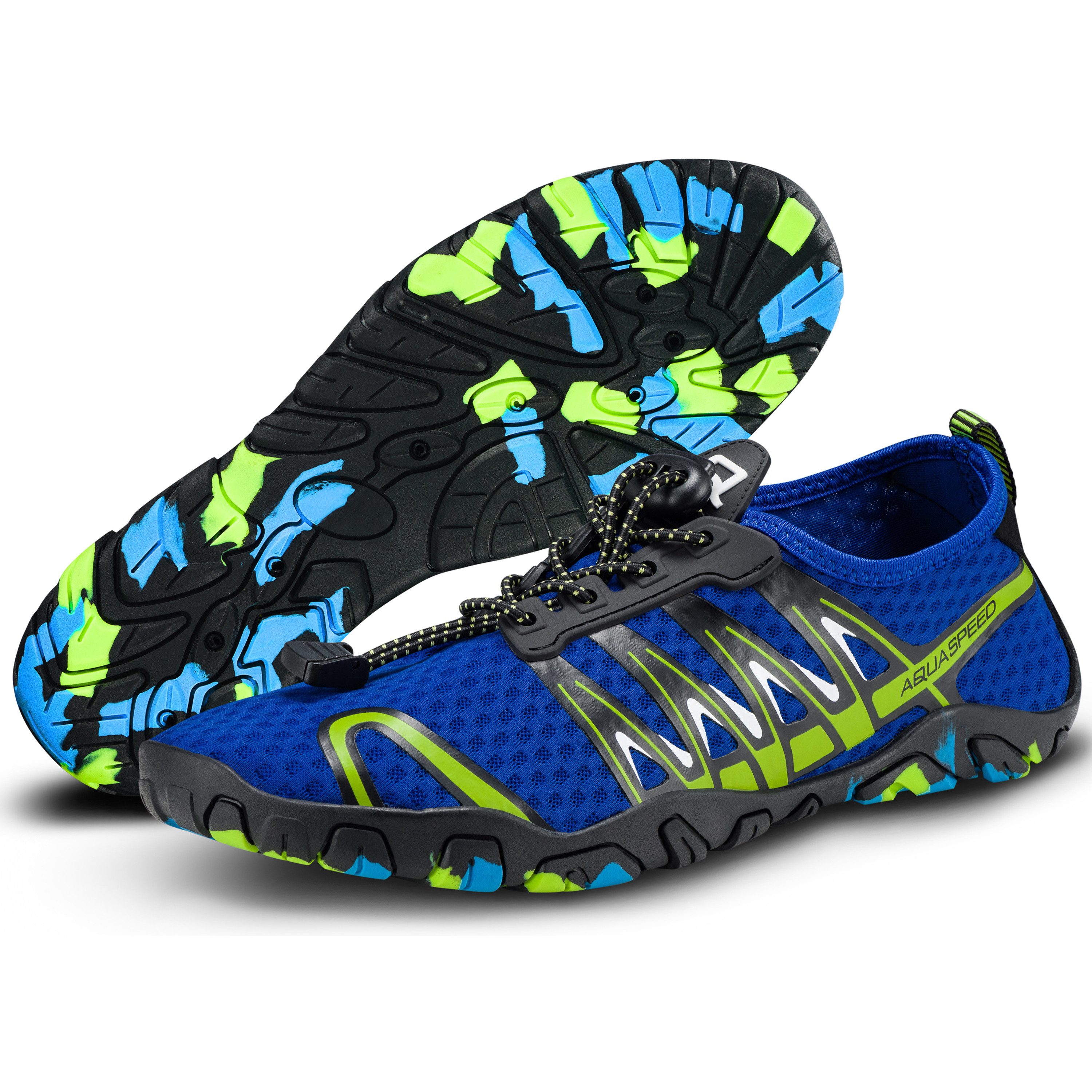 Aqua Speed Gekko Strandschuhe Gr. 37 – Blau/Grün mit Mikrofaserhandtuch Wasserschuh (Badeschuhe mit Belüftung – atmungsaktiv & barfuß tragbar) Strapazierfähig & pflegeleicht – perfekt für Urlaub & Alltag