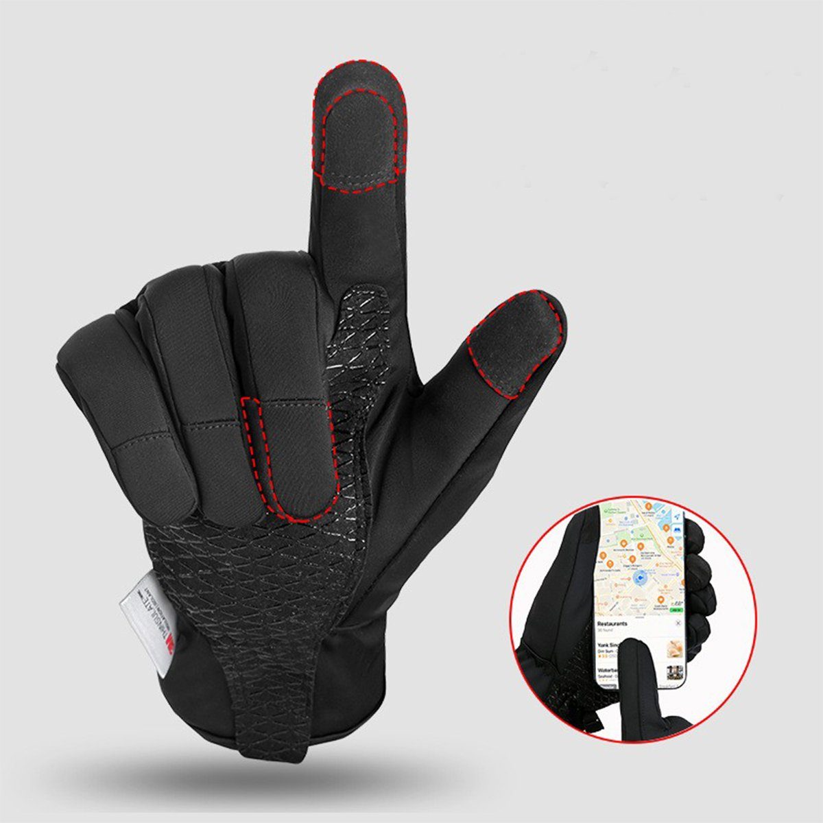 Touchscreen-Funktion und Fahrradhandschuhe Ski XDeer Fahrradhandschuhe Membrane wasserdichter Winterhandschuhe Grau mit Handschuhe Anti-Rutsch
