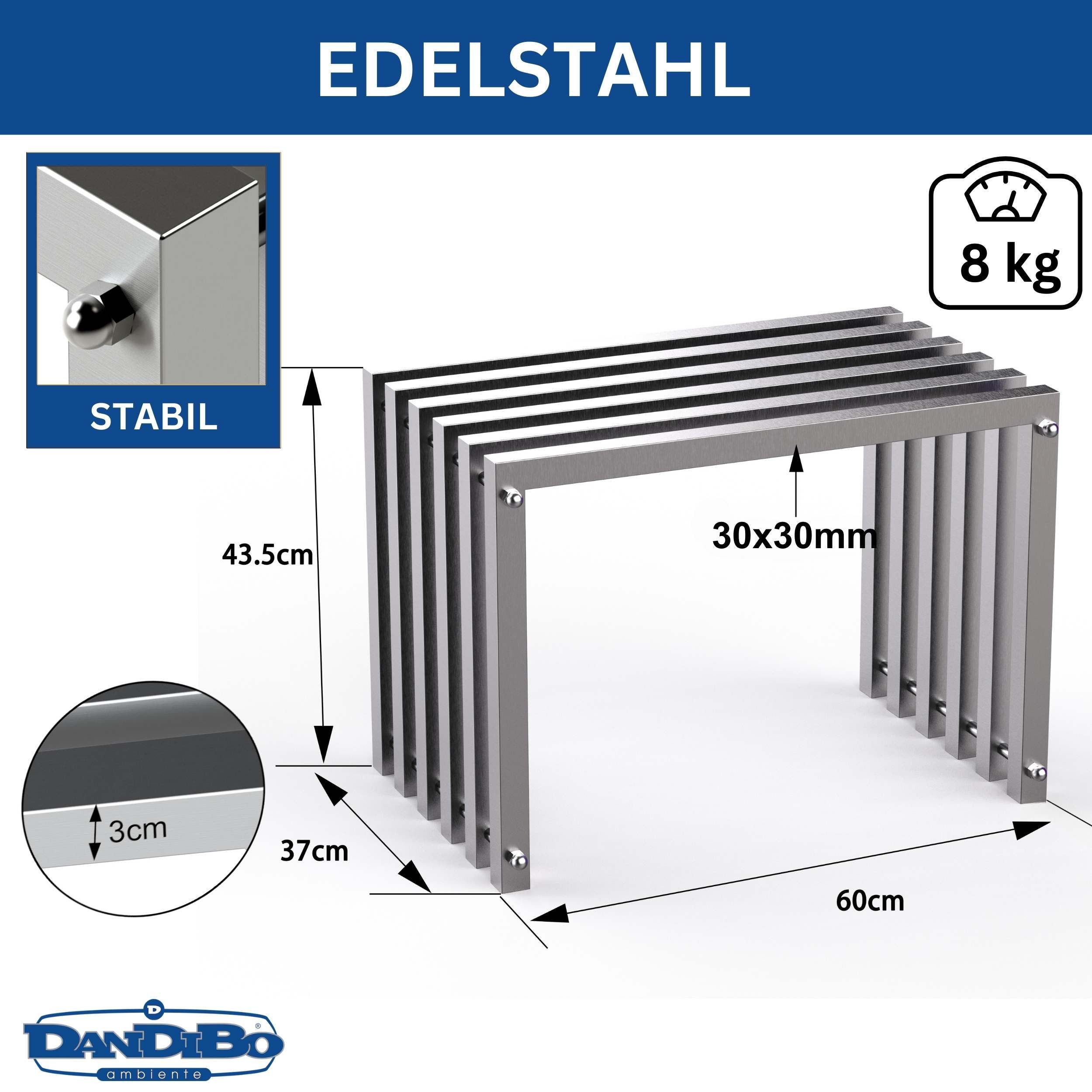 DanDiBo Sitzhocker Edelstahl Modern Wetterfest Metall Massiv 96643 Sitzbank günstig online kaufen