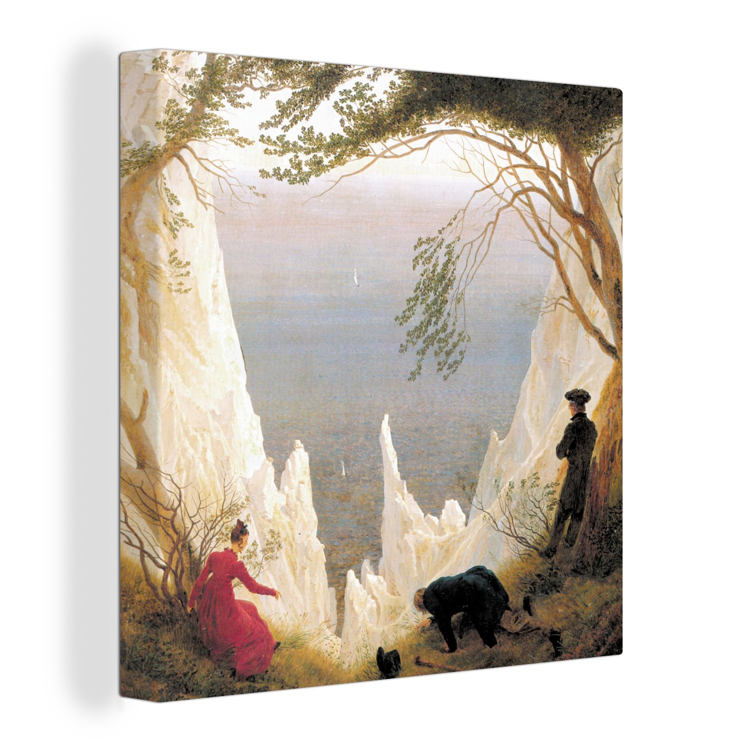 OneMillionCanvasses® Leinwandbild Kreidefelsen auf Rügen - Caspar David Friedrich, (1 St), Leinwand Bilder für Wohnzimmer Schlafzimmer